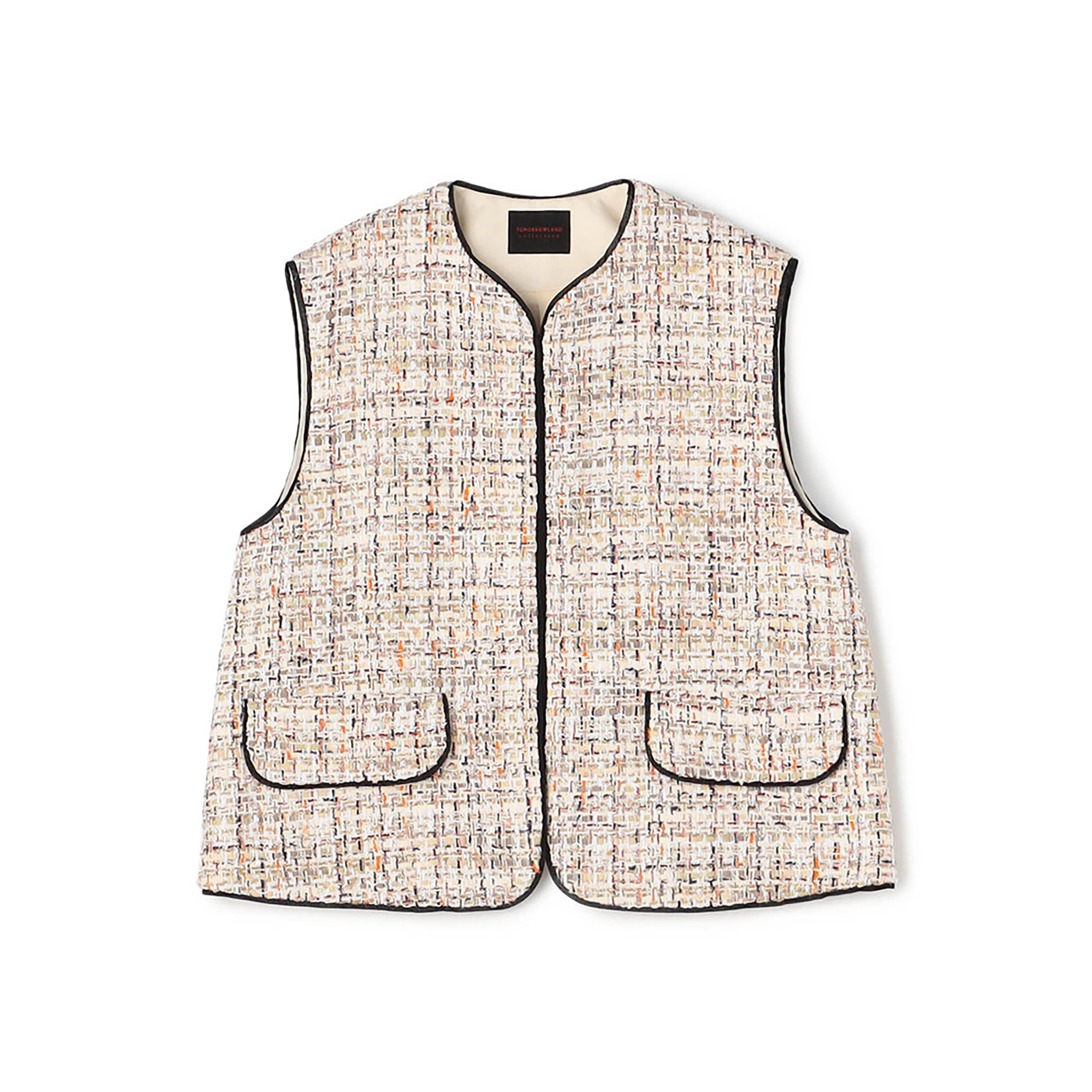 ホロウファンシーツイード トリミングジレ