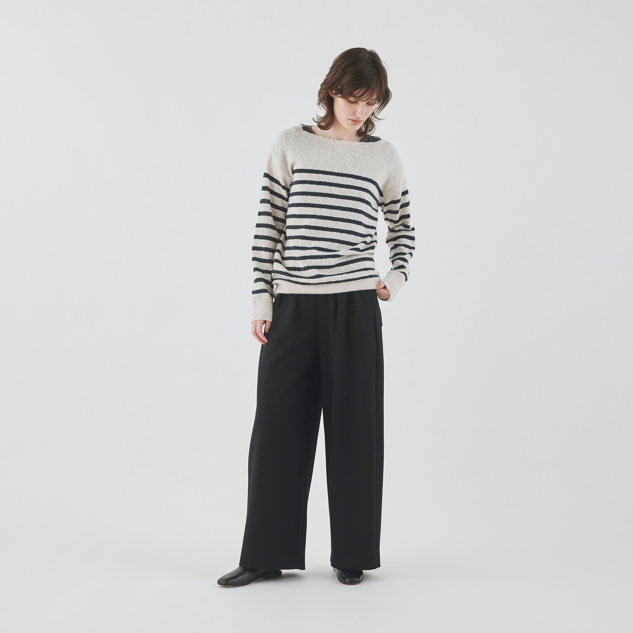 カシミヤ混ワイドシルエットボートネックプルオーバー4 カシミヤスラブ ボートネックプルオーバー｜トゥモローランド 公式サイト