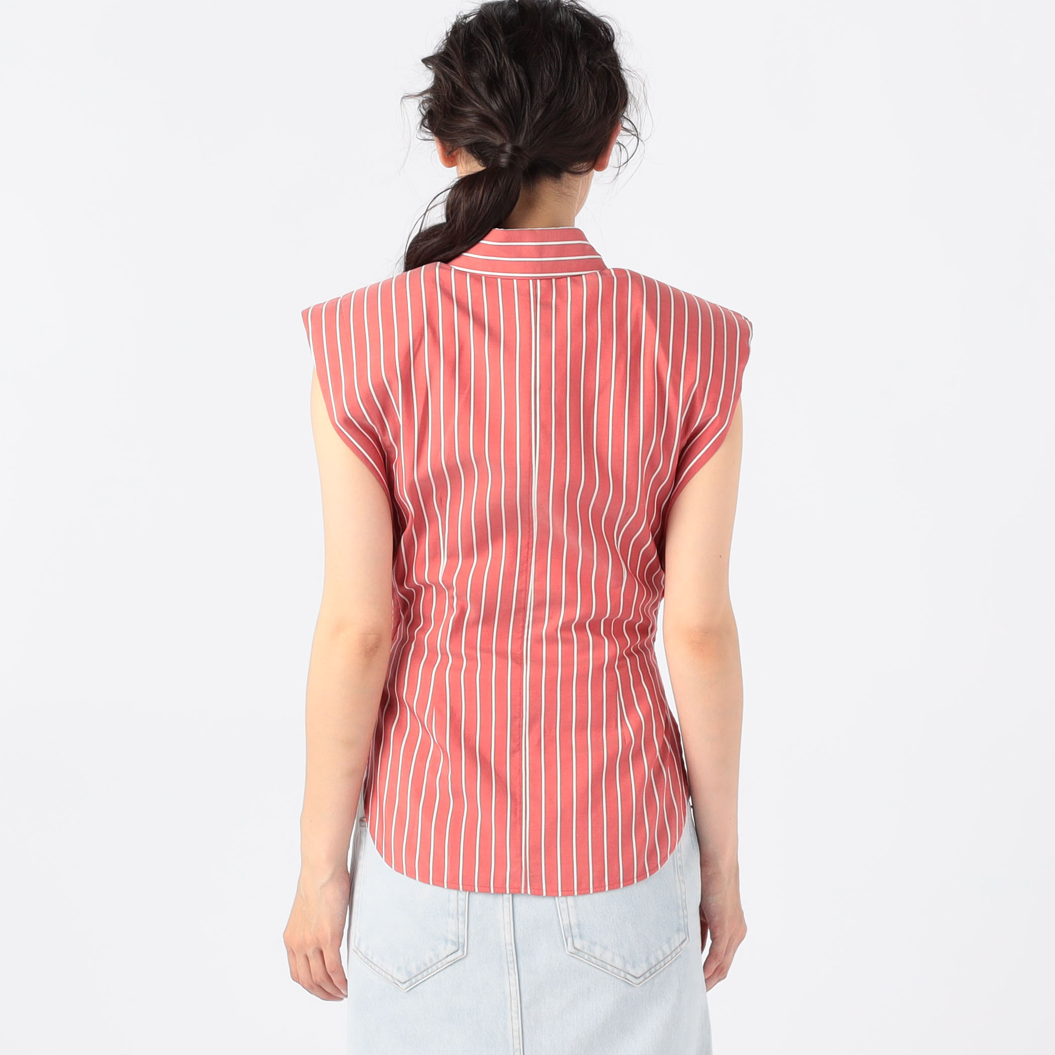 ISABEL MARANT ENZA シルクストライプ ノースリーブシャツ