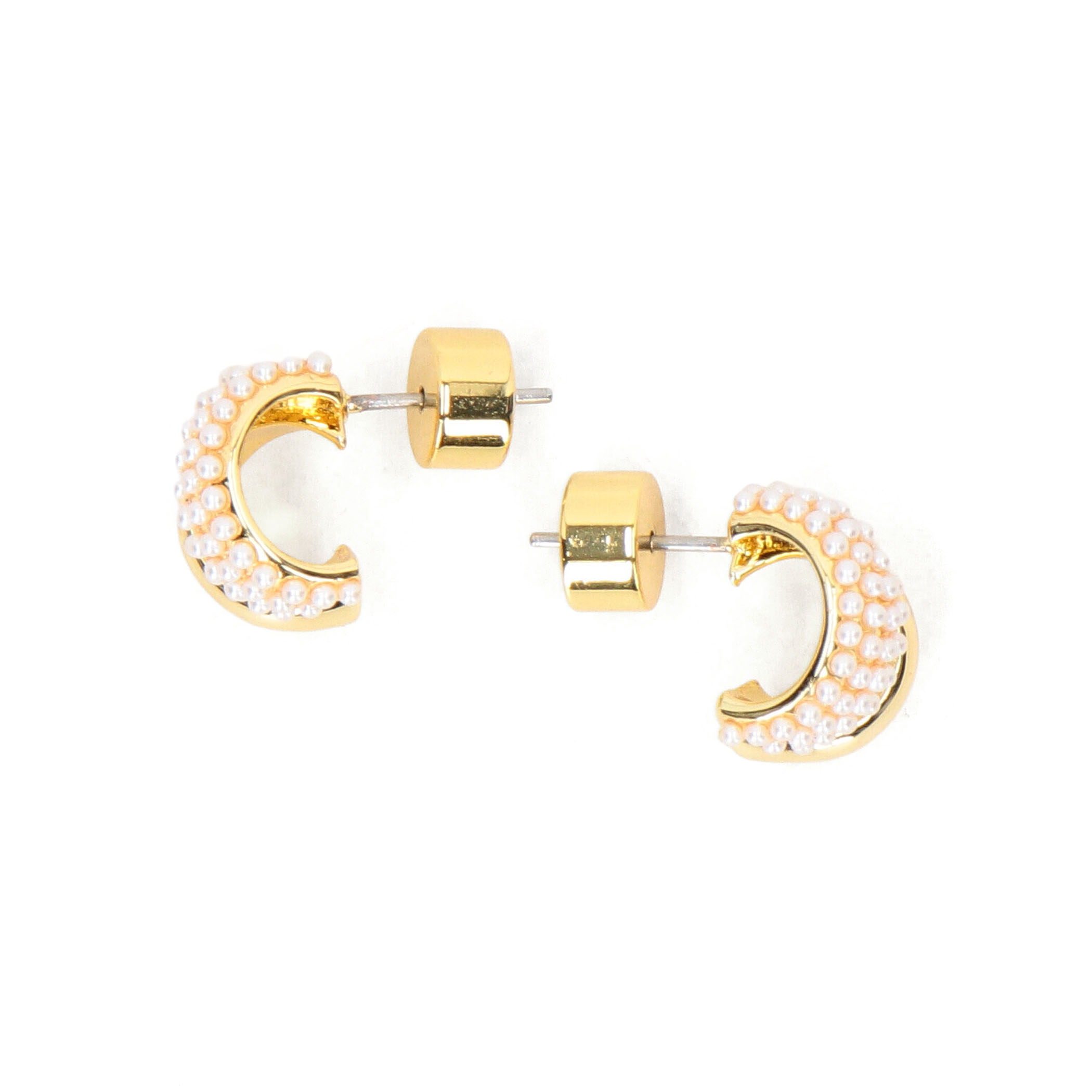 Kenneth Jay Lane gold post huggie hoop ピアス
