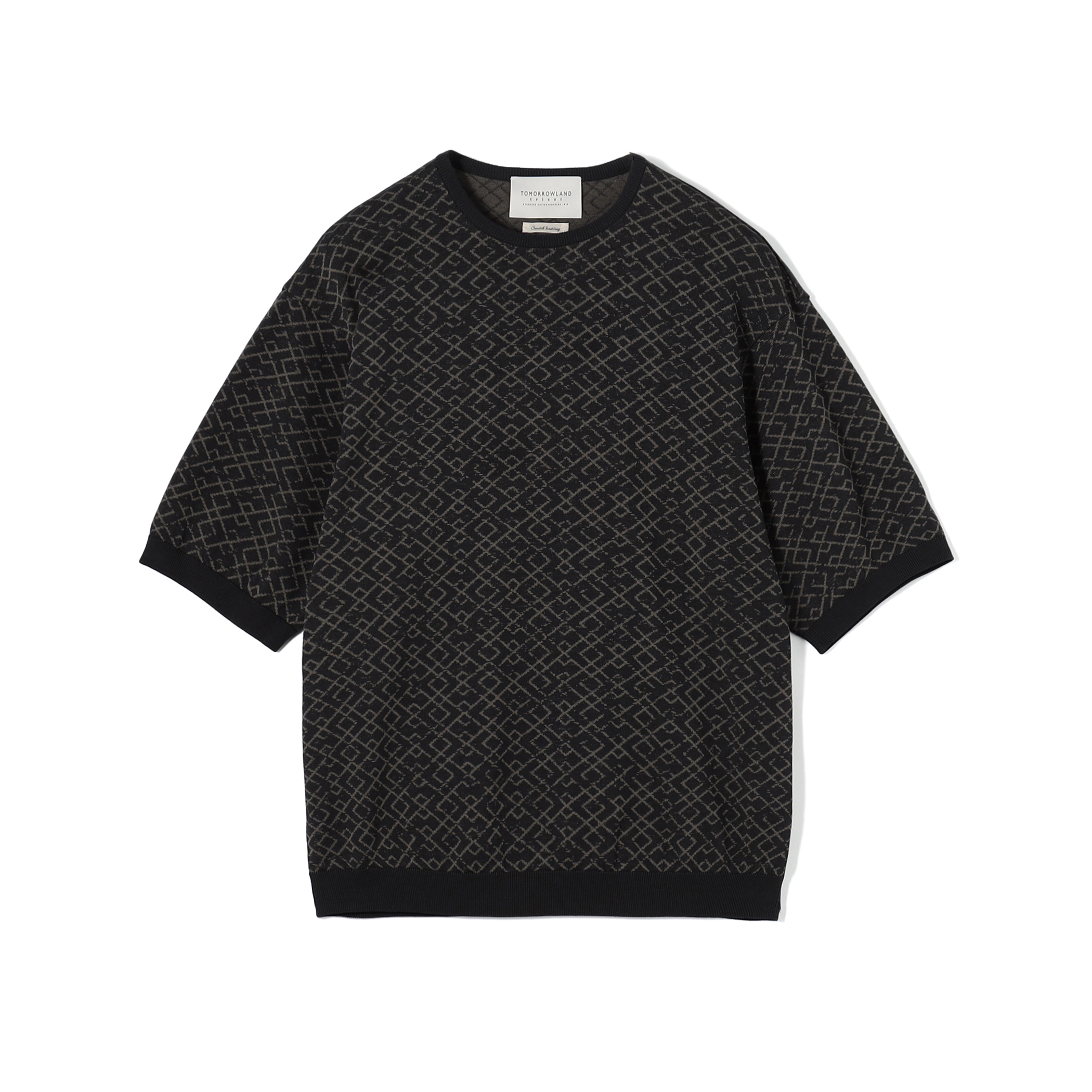 TOMORROWLAND tricot ジオメトリック柄 コットンハーフスリーブ ニット