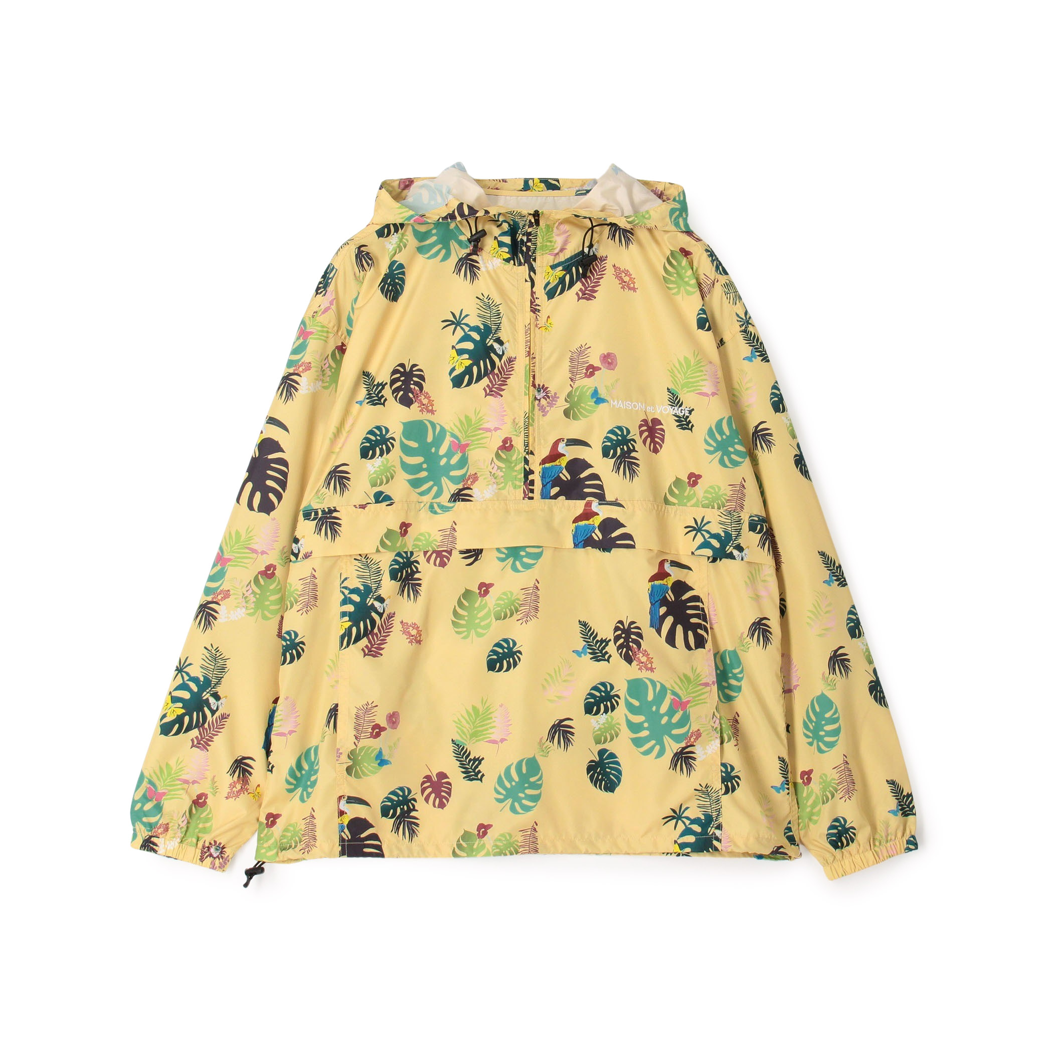ポリエステル トロピカルプリント フーデッドパーカー