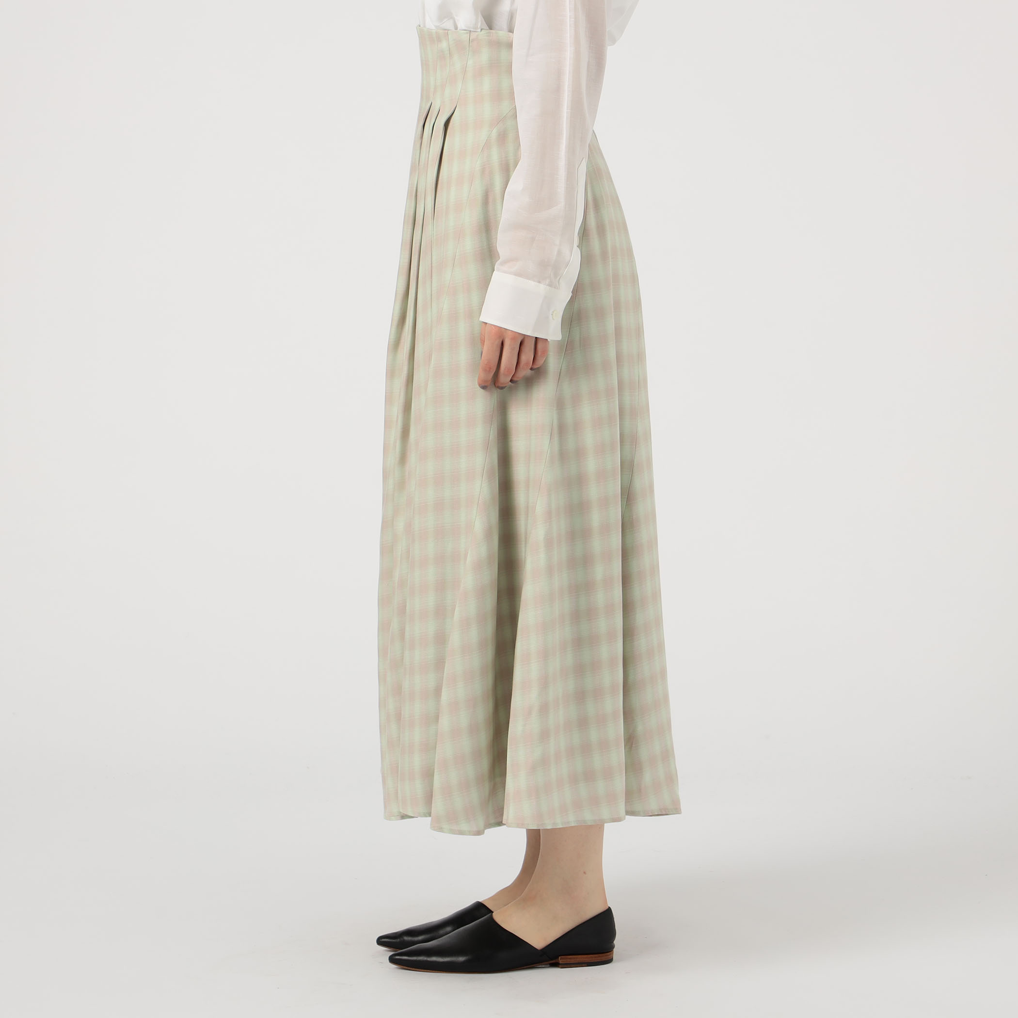 Mame Kurogouchi Linen Mix Ombre Checkskirt｜トゥモローランド 公式通販