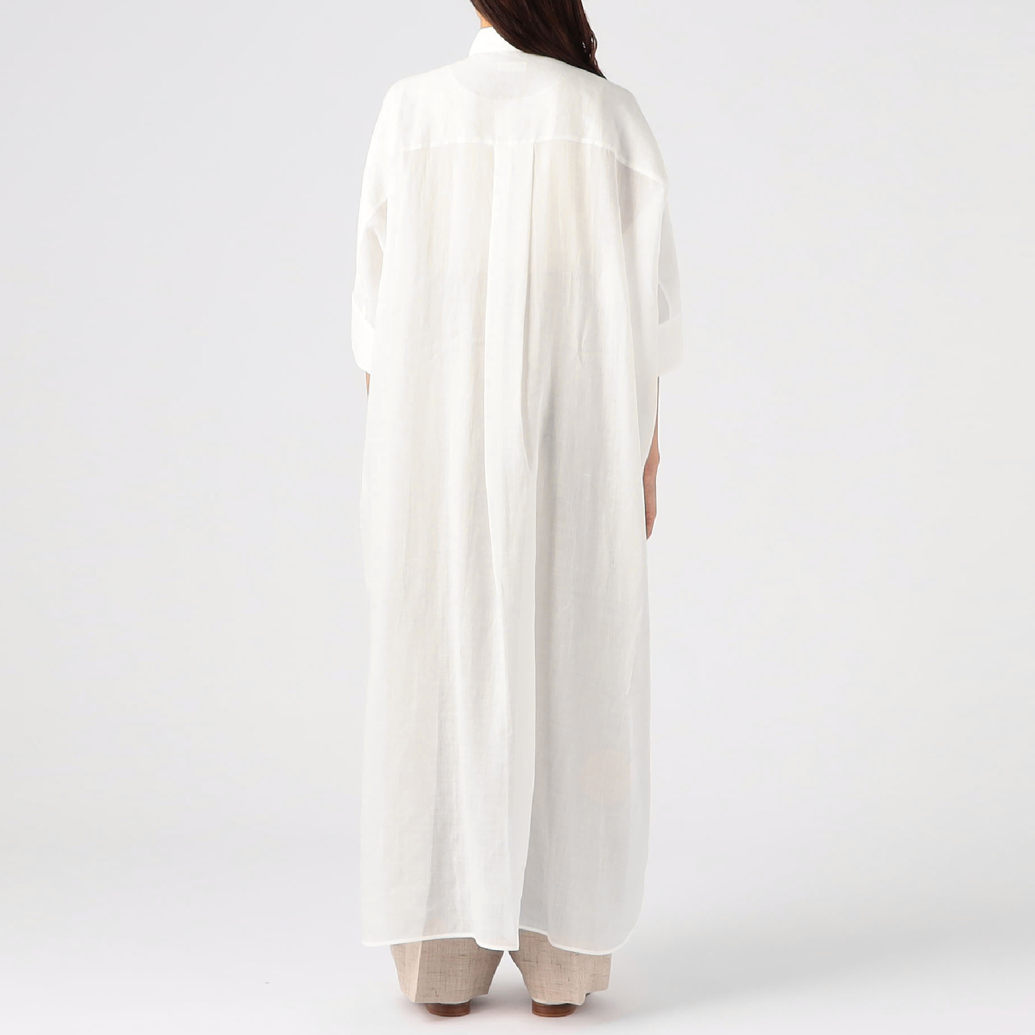 TOMORROWLAND.B マイクロタフタ ロングシャツ ネイビー