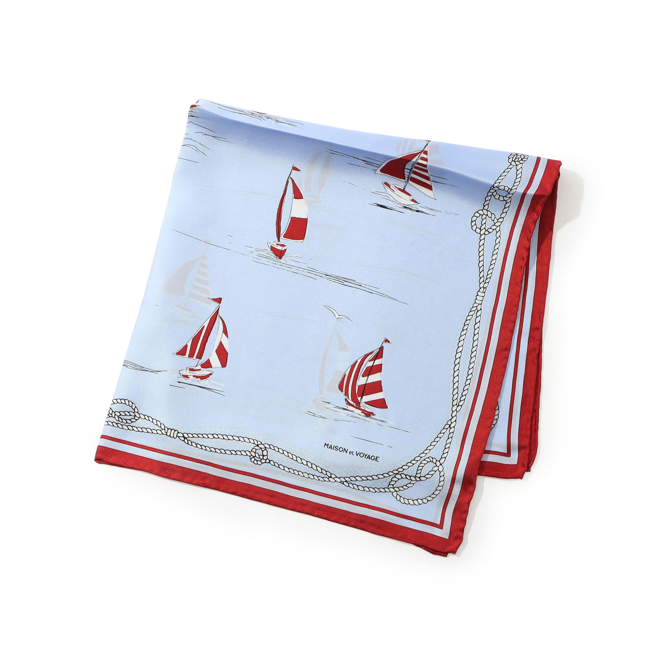 MAISON et VOYAGE シルクツイル ヨットモチーフ スカーフ