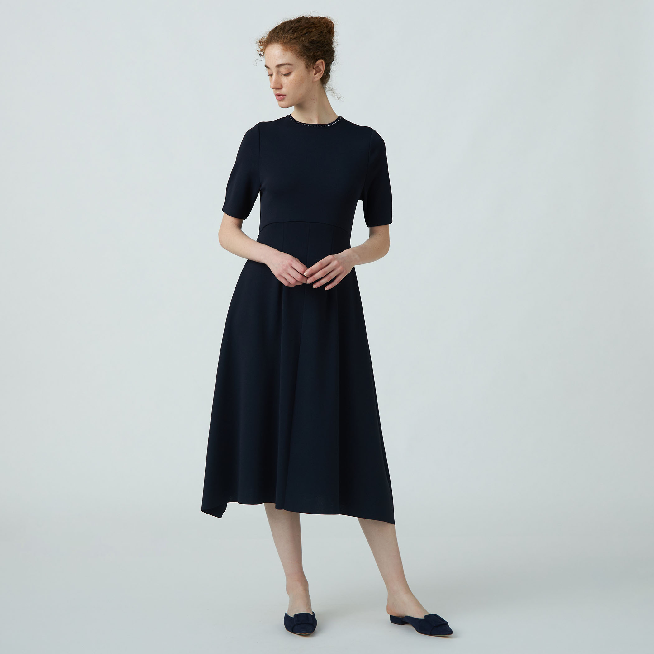 Ballsey アセテートナイロンミラノリブ ハイウエストワンピース ネイビー item2824e246156711ee98c40242ac