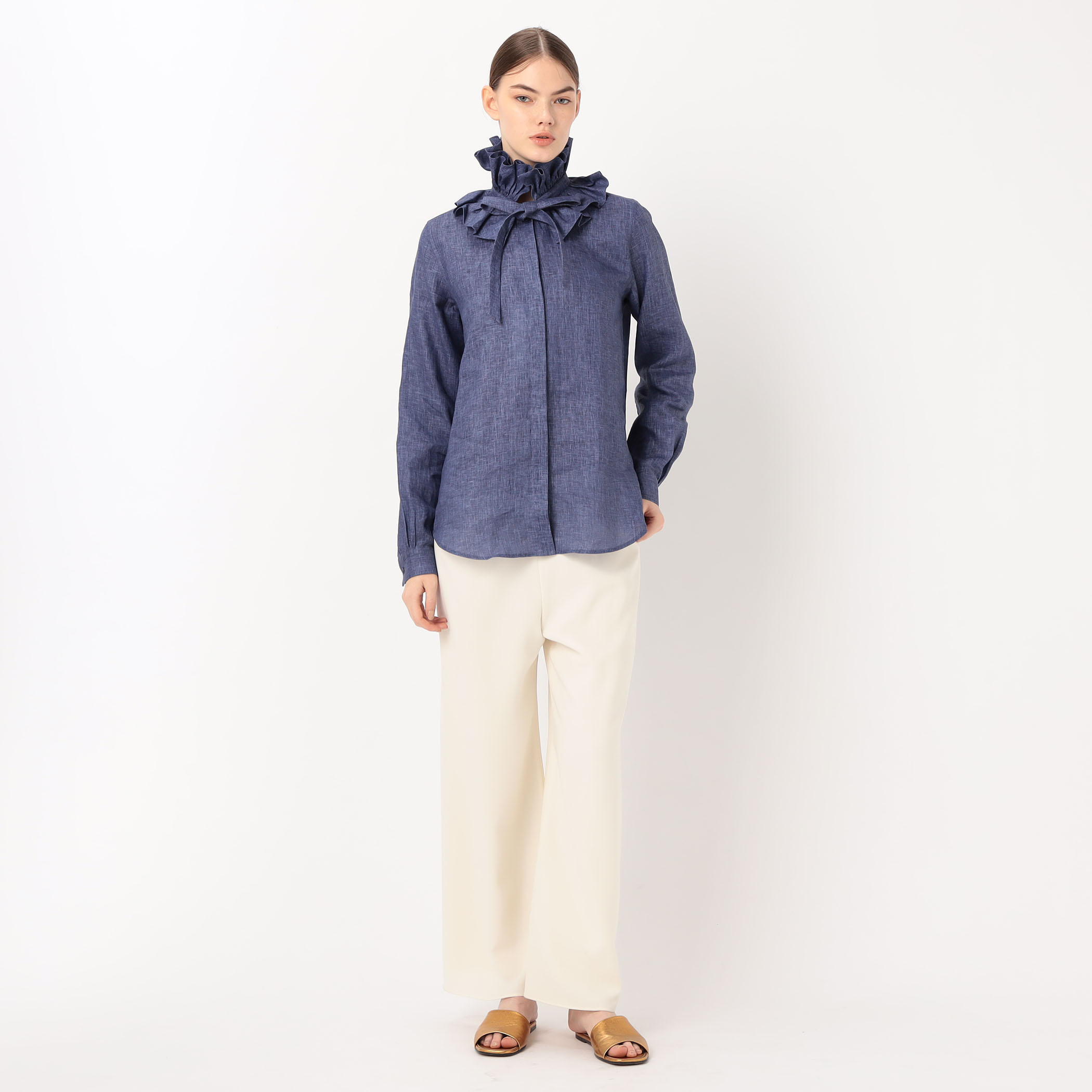 BOURRIENNE PASTEL リネン ラッフルカラーシャツ｜トゥモローランド