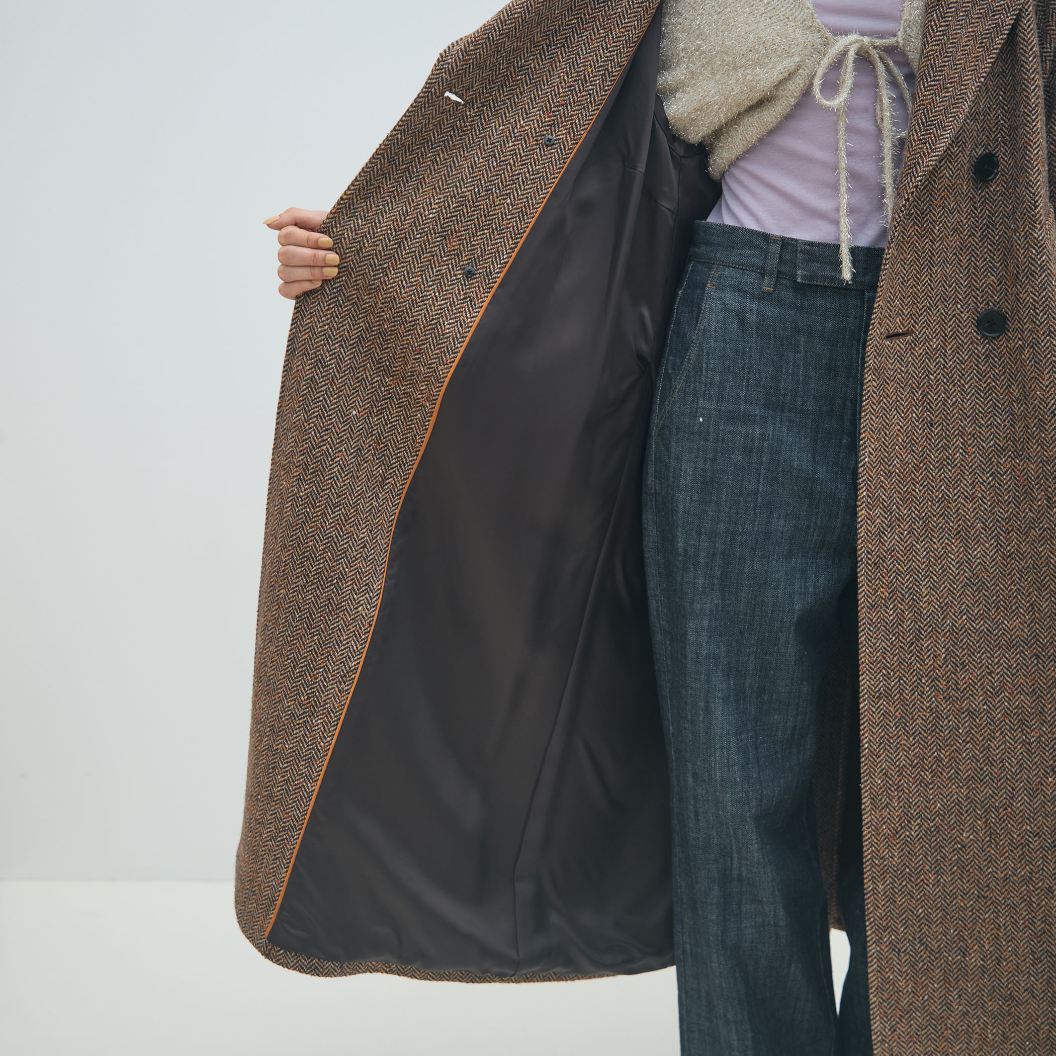 WEB先行予約】カラーネップヘリンボーン ダブルブレストロング