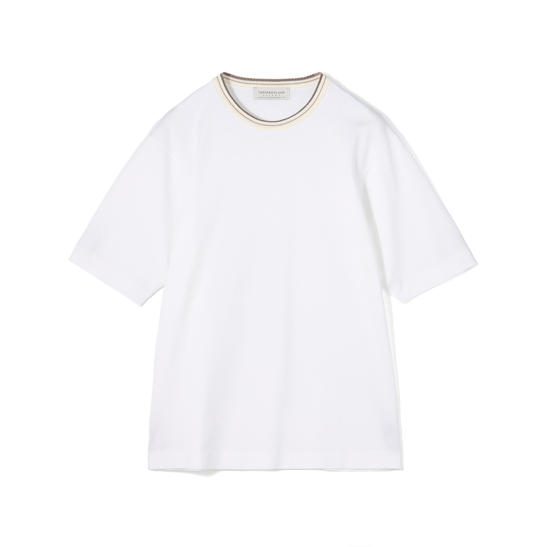 スーピマコットンシルケット リンキングニット襟Tシャツ