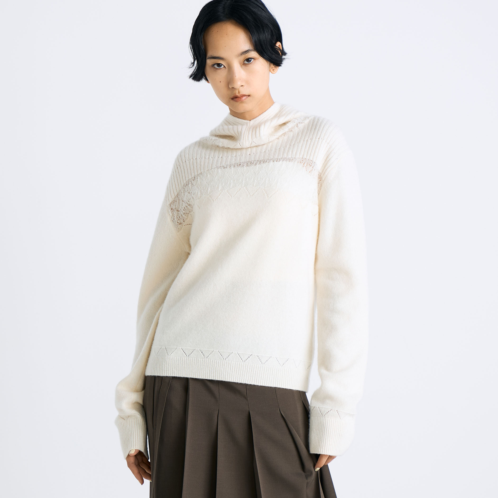 パッチワークレース フーデットニット｜トゥモローランド 公式通販