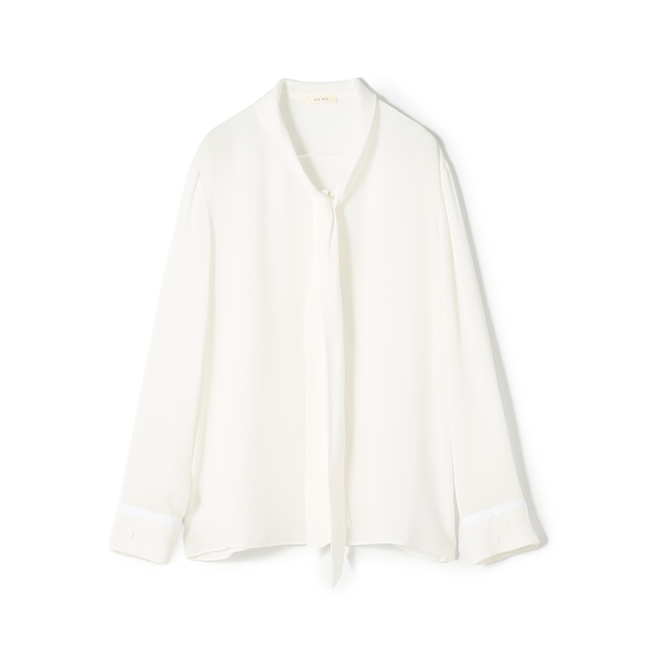 シアーレースコラージュ ボウタイナローブラウス