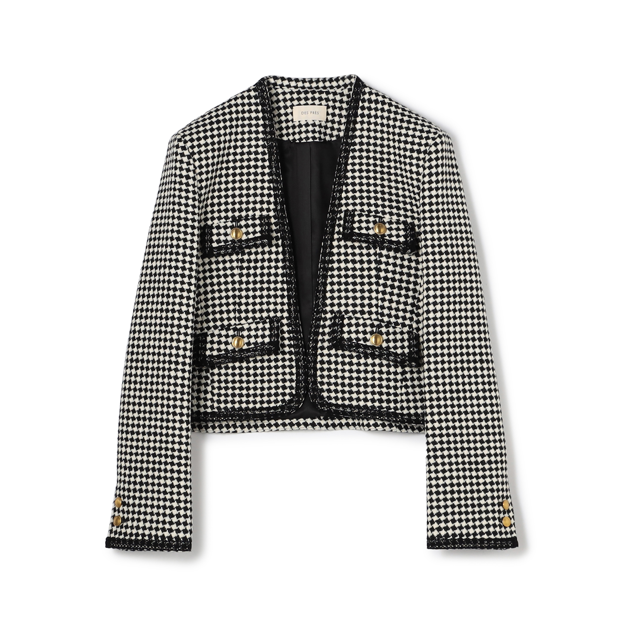 テープヤーンツイード ノーカラーコンパクトジャケット