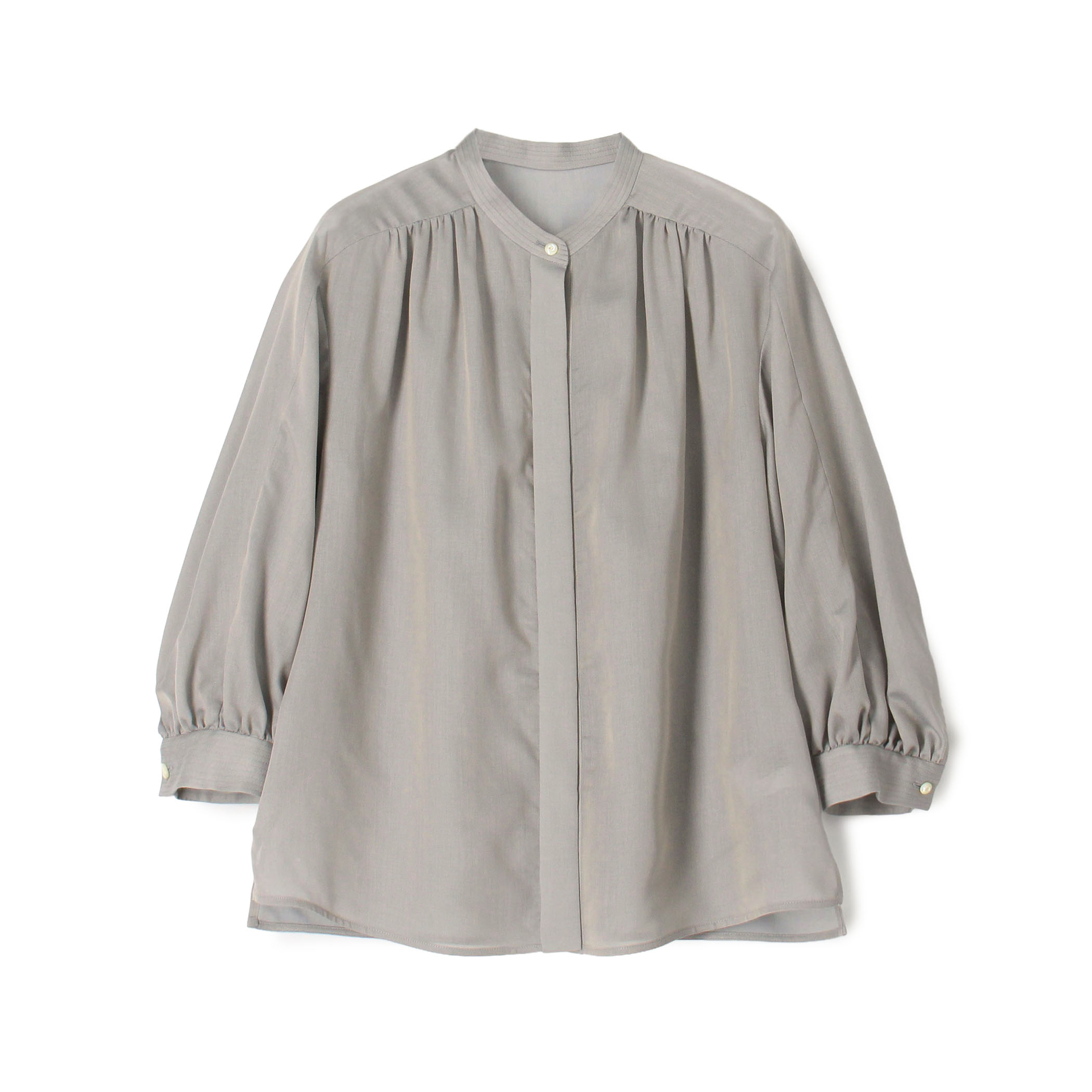 レーヨンキュプラシャンブレー ギャザーブラウス