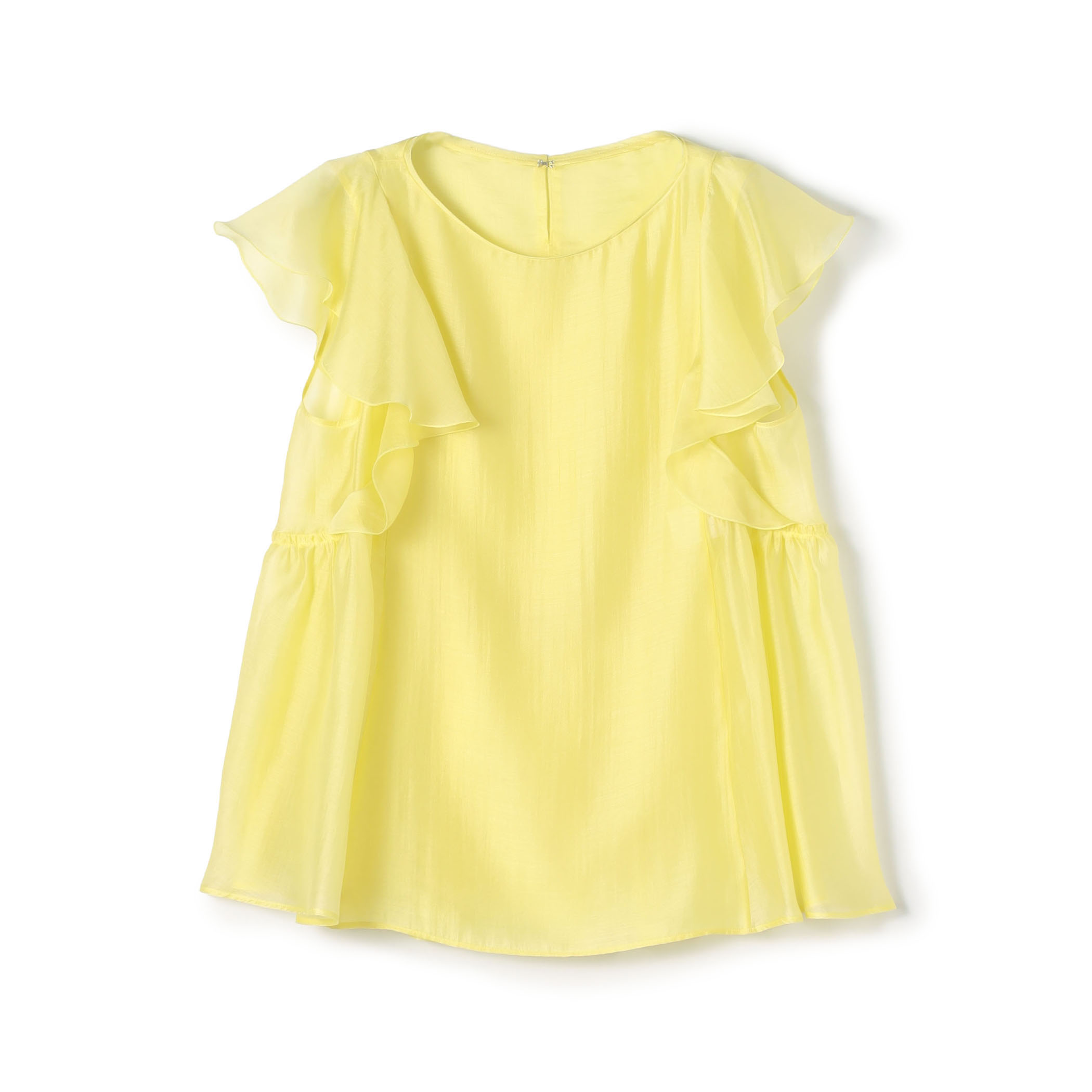 セルロースポリエステルオーガンジー フレアスリーブブラウス