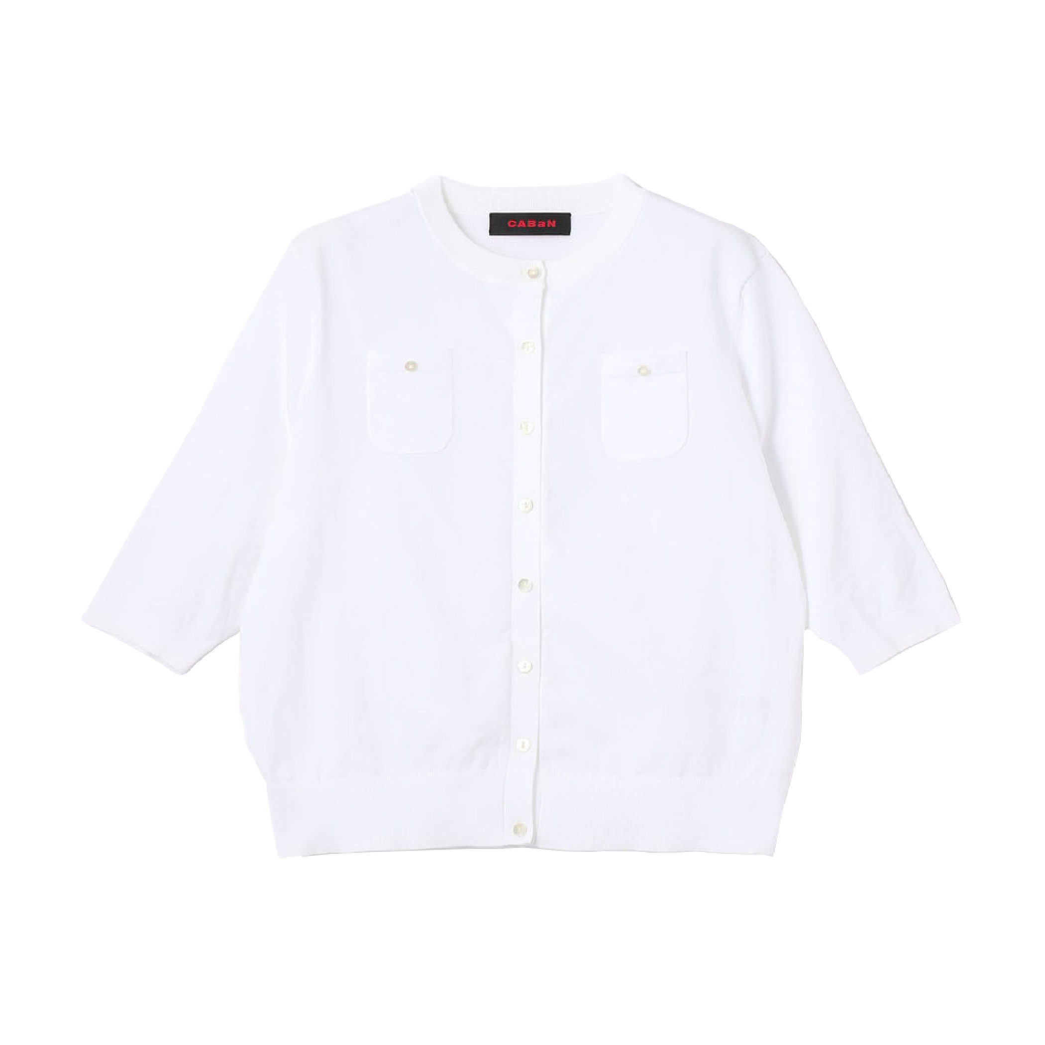 ファインポリエステル ハーフスリーブポケットカーディガン