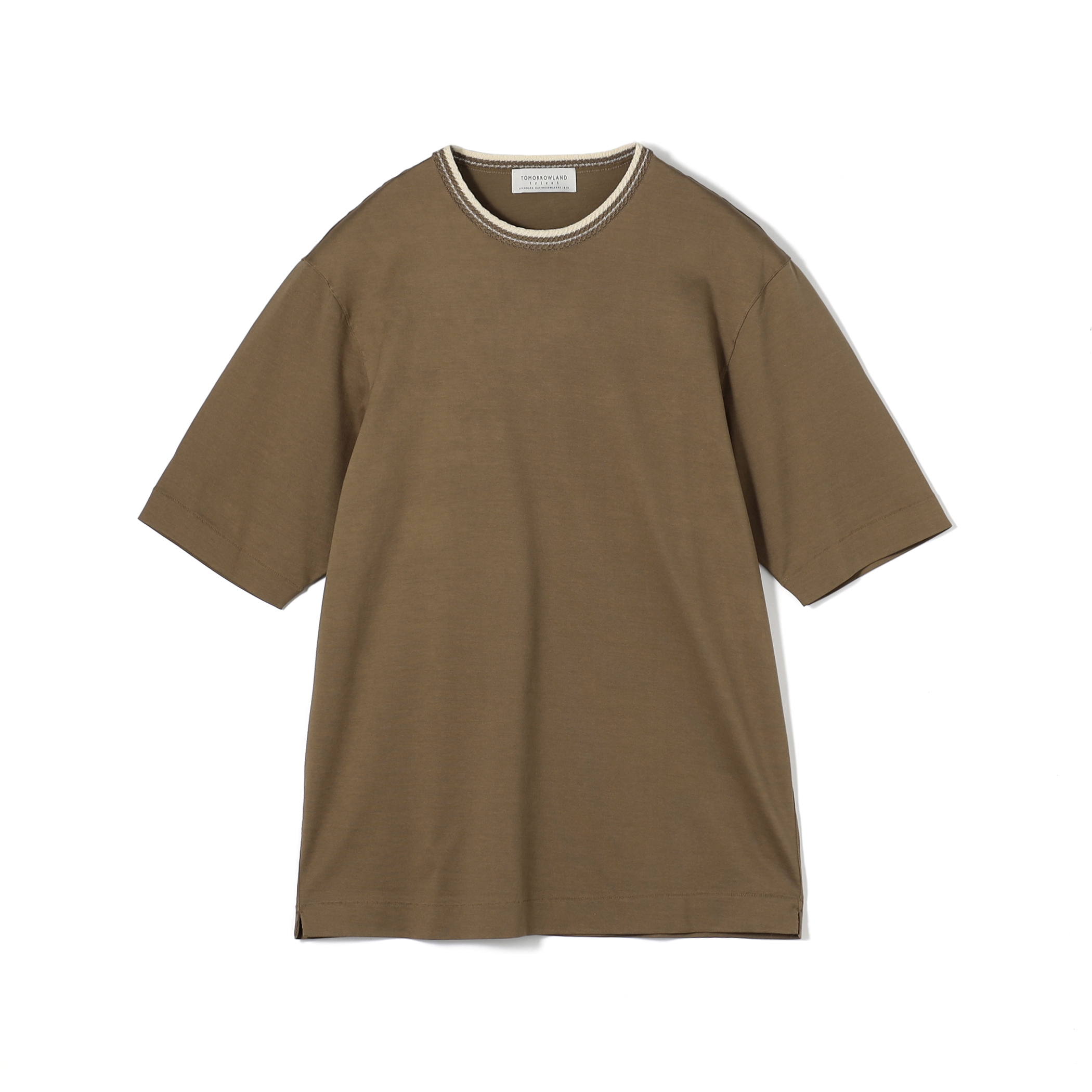 スーピマコットンシルケット リンキングニット襟Tシャツ