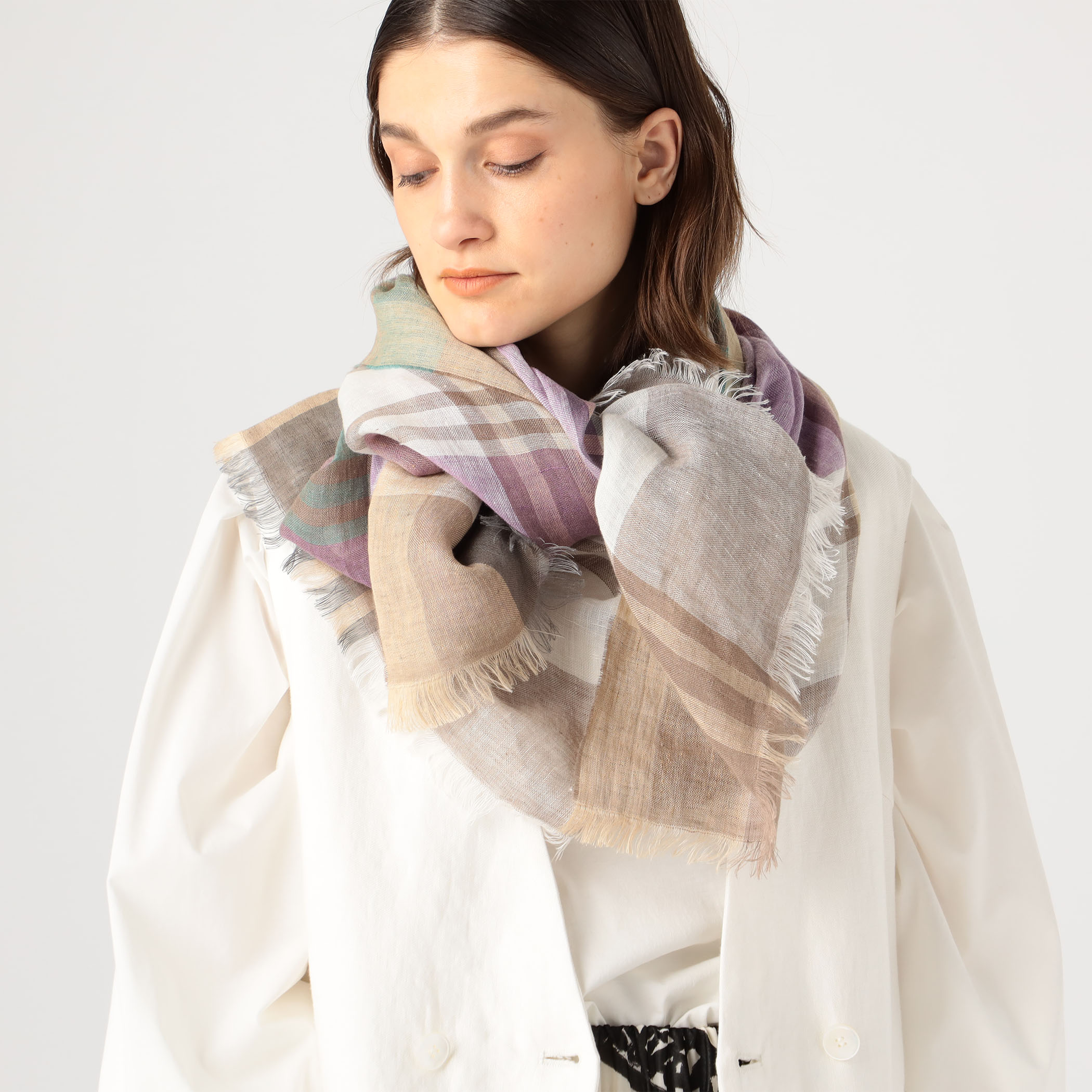 LINEN CHECK STOLE リネンチェック ストール｜トゥモローランド 公式通販