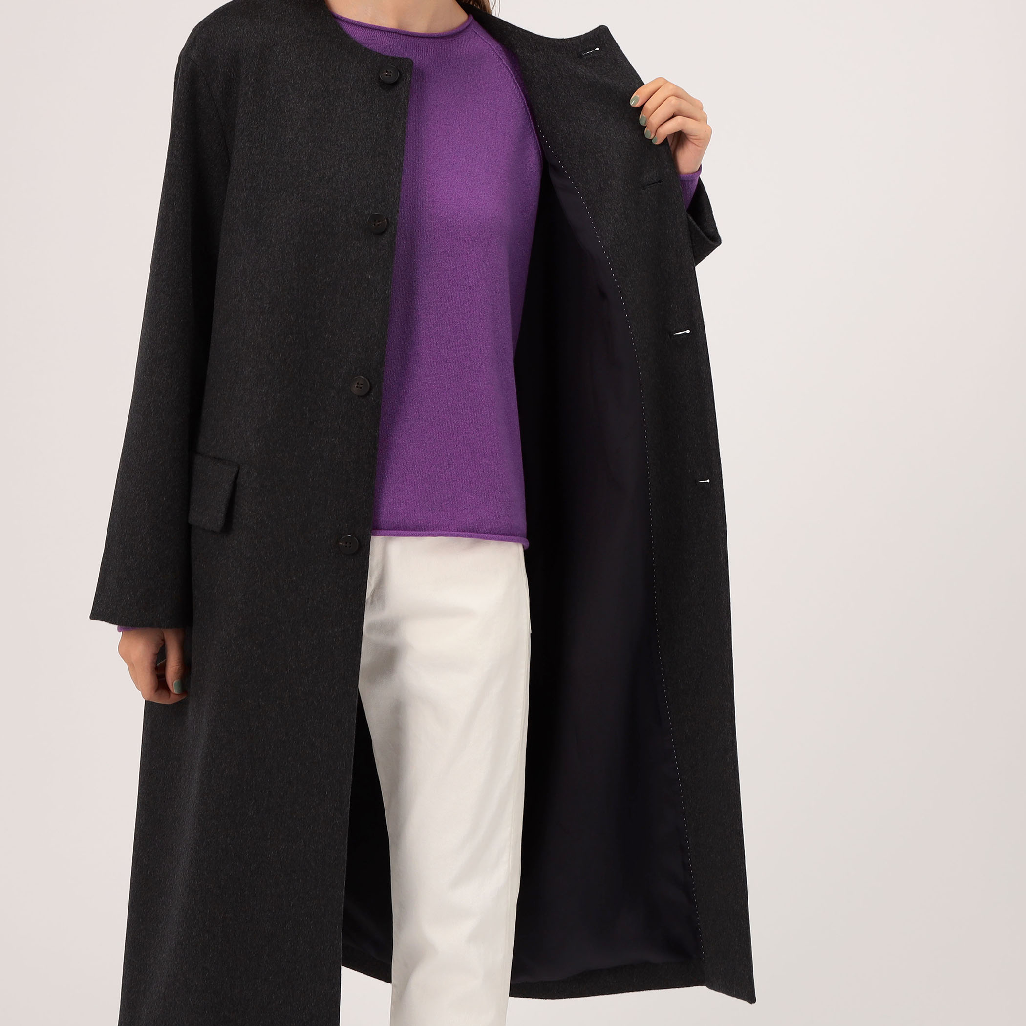 カシミヤビーバー クルーネックロングコート｜トゥモローランド 公式通販