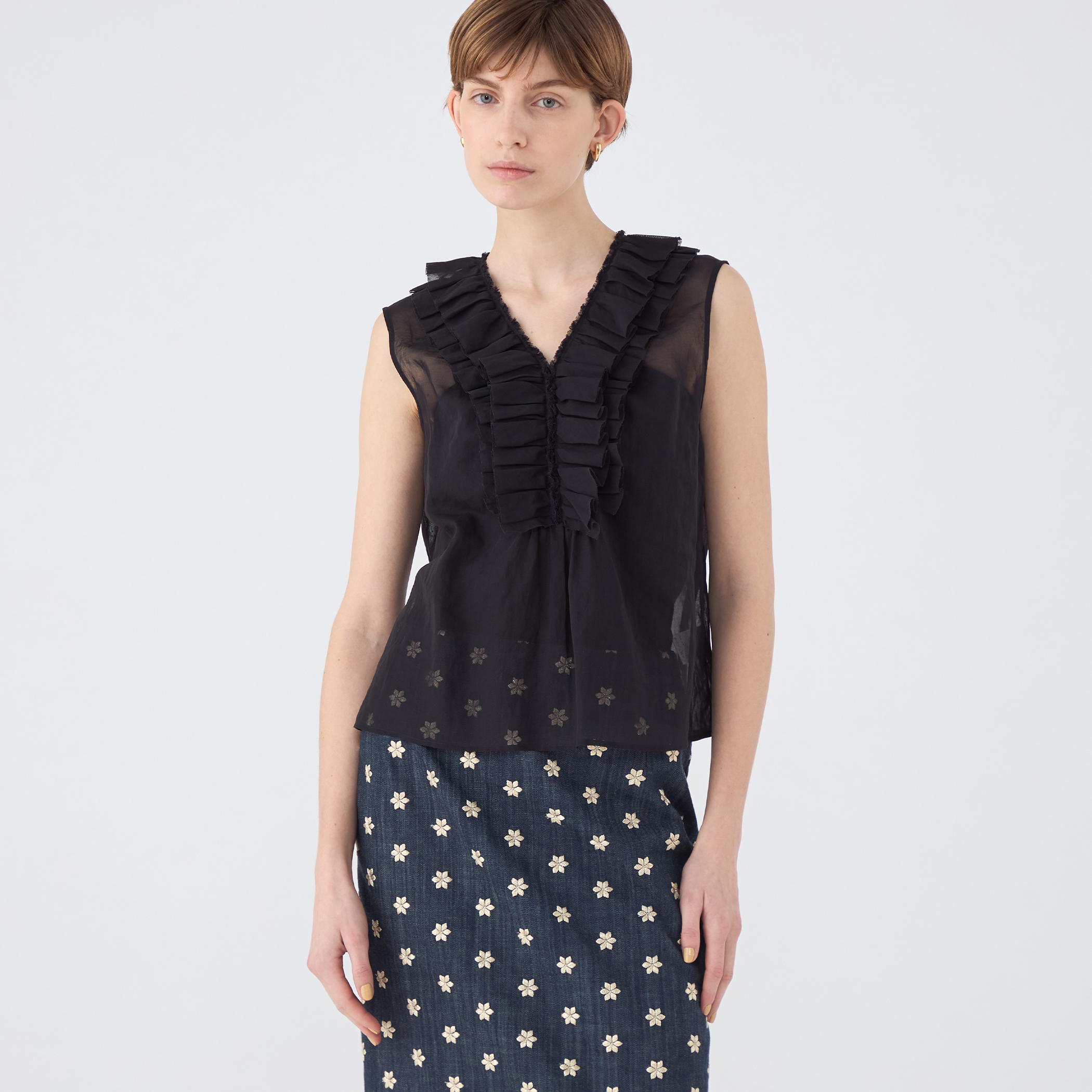 ルコットンオーガンジー スリーブレスブラウス｜トゥモローランド 公式通販 