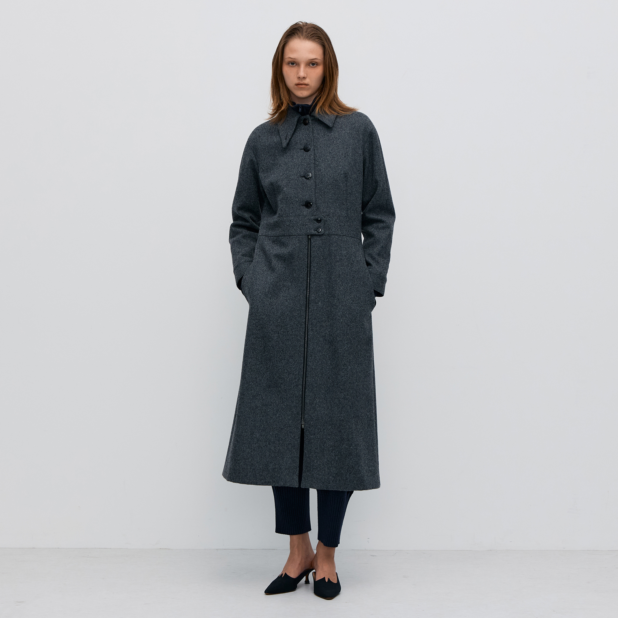 ウールメルトン ワンピースロングコート｜トゥモローランド 公式通販