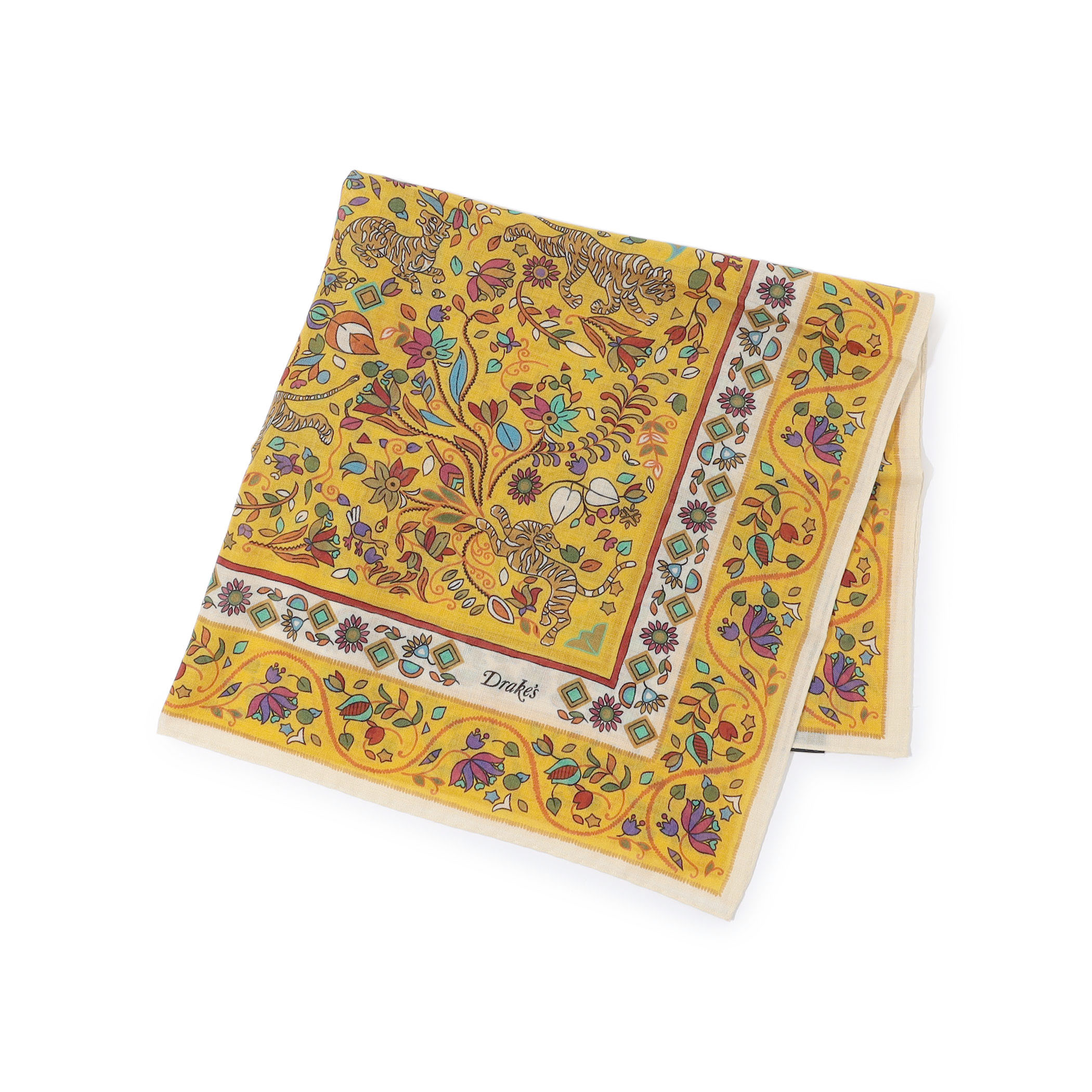 Drake's TIGER GARDEN PRINT BANDANA ウールシルクプリントスカーフ