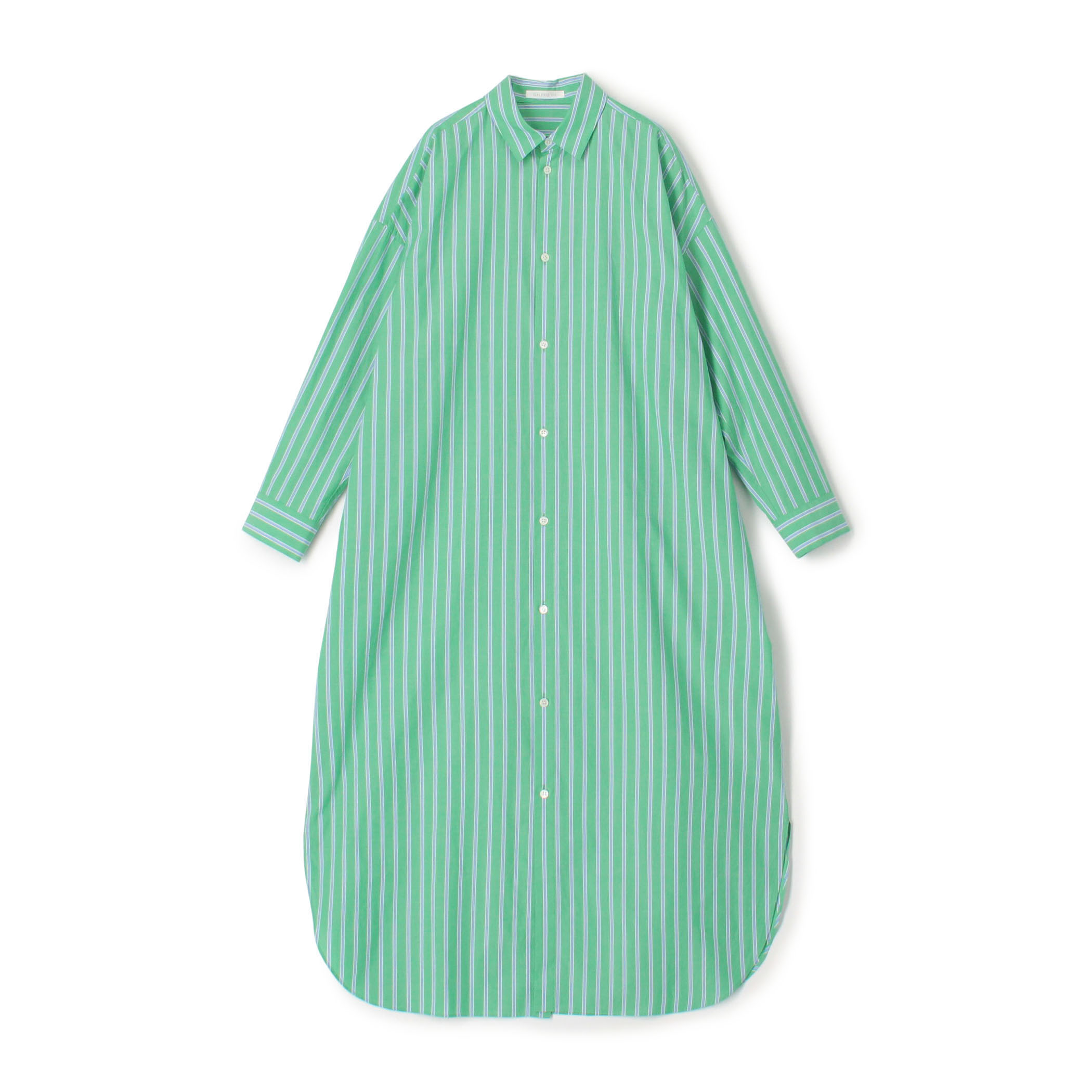 ストライプブロード ロングシャツワンピース