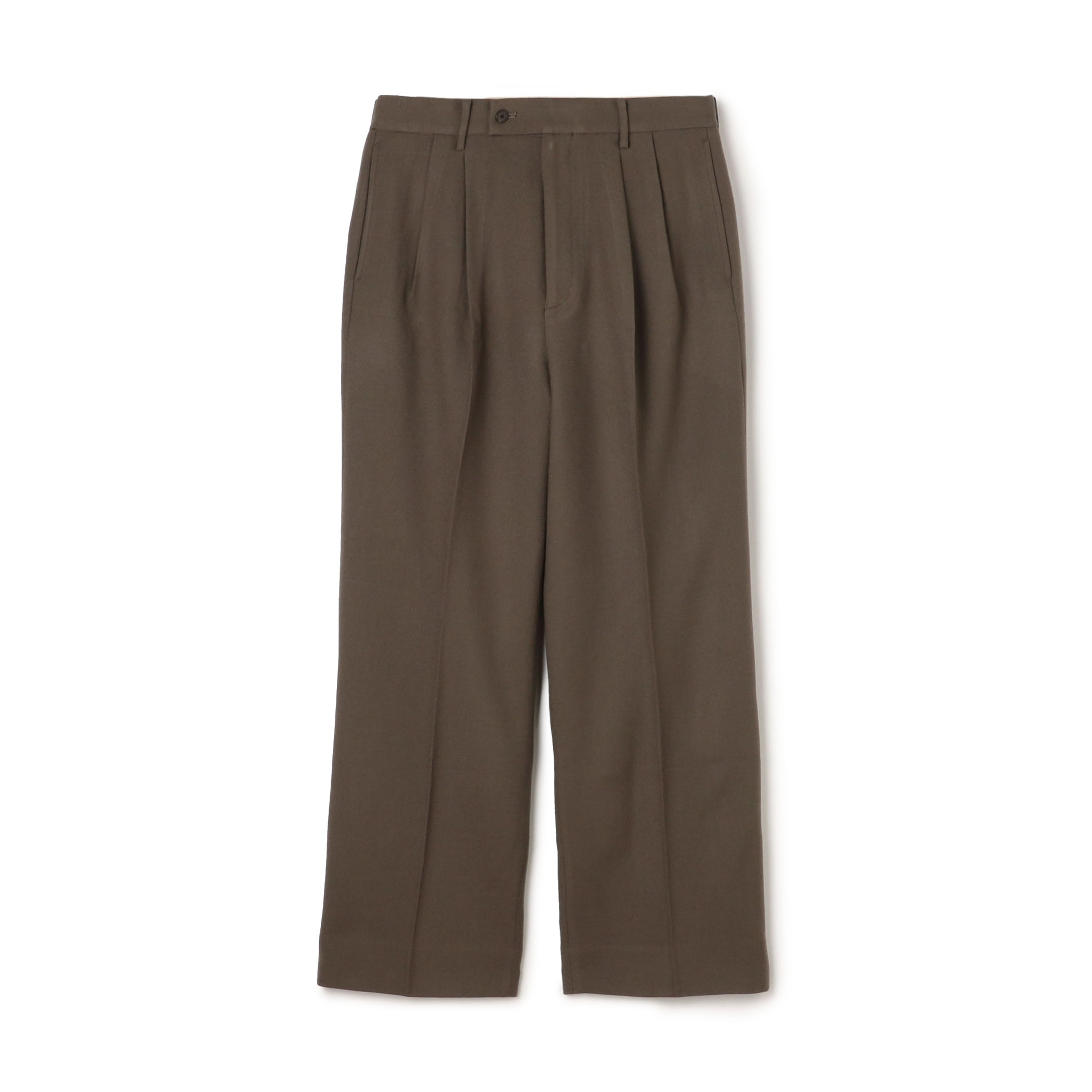 ドライウールツイル 2プリーツワイドストレートバレルパンツ