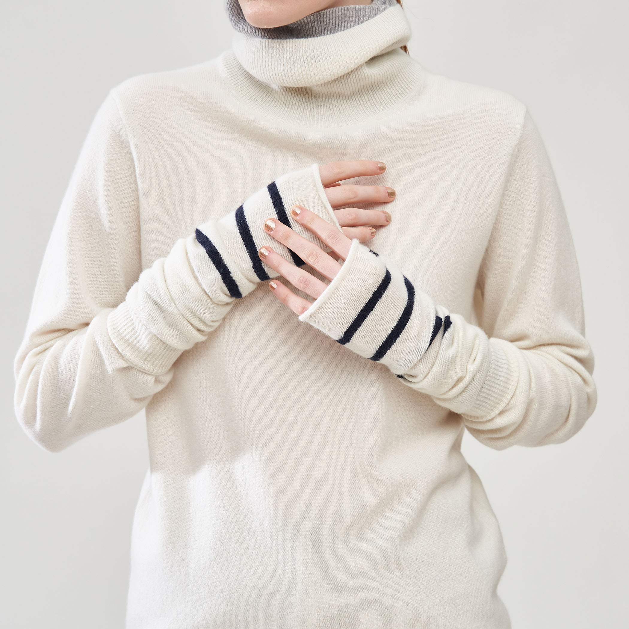 Johnstons of Elgin rib rist カシミヤ フィンガーレスグローブ