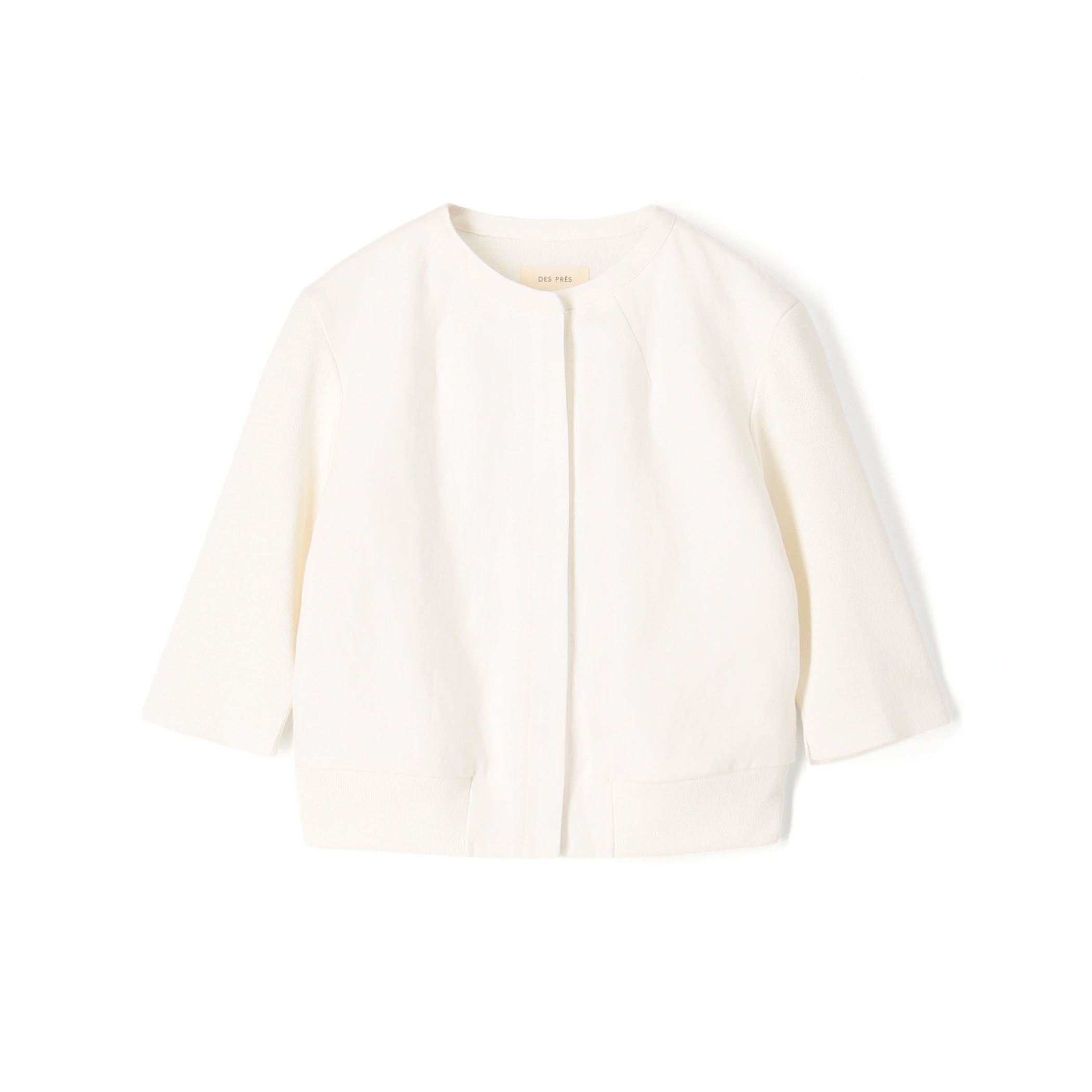 リネンファブリックコンビ ショートニットブラウス