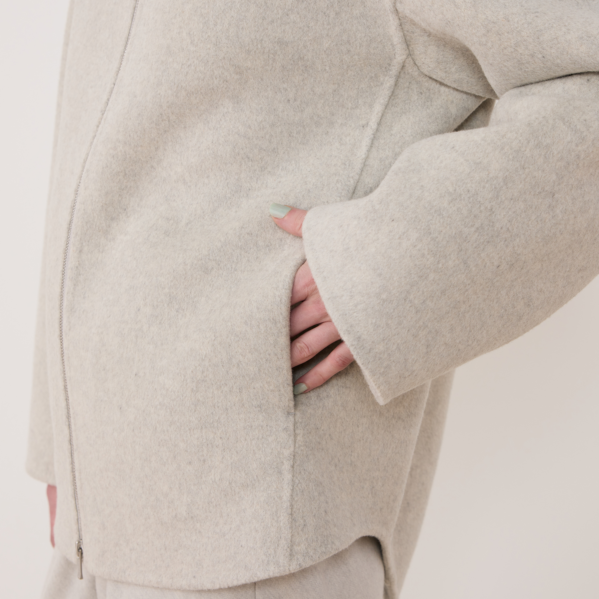 ウールカシミヤダブルフェイス フーデッドショートコート