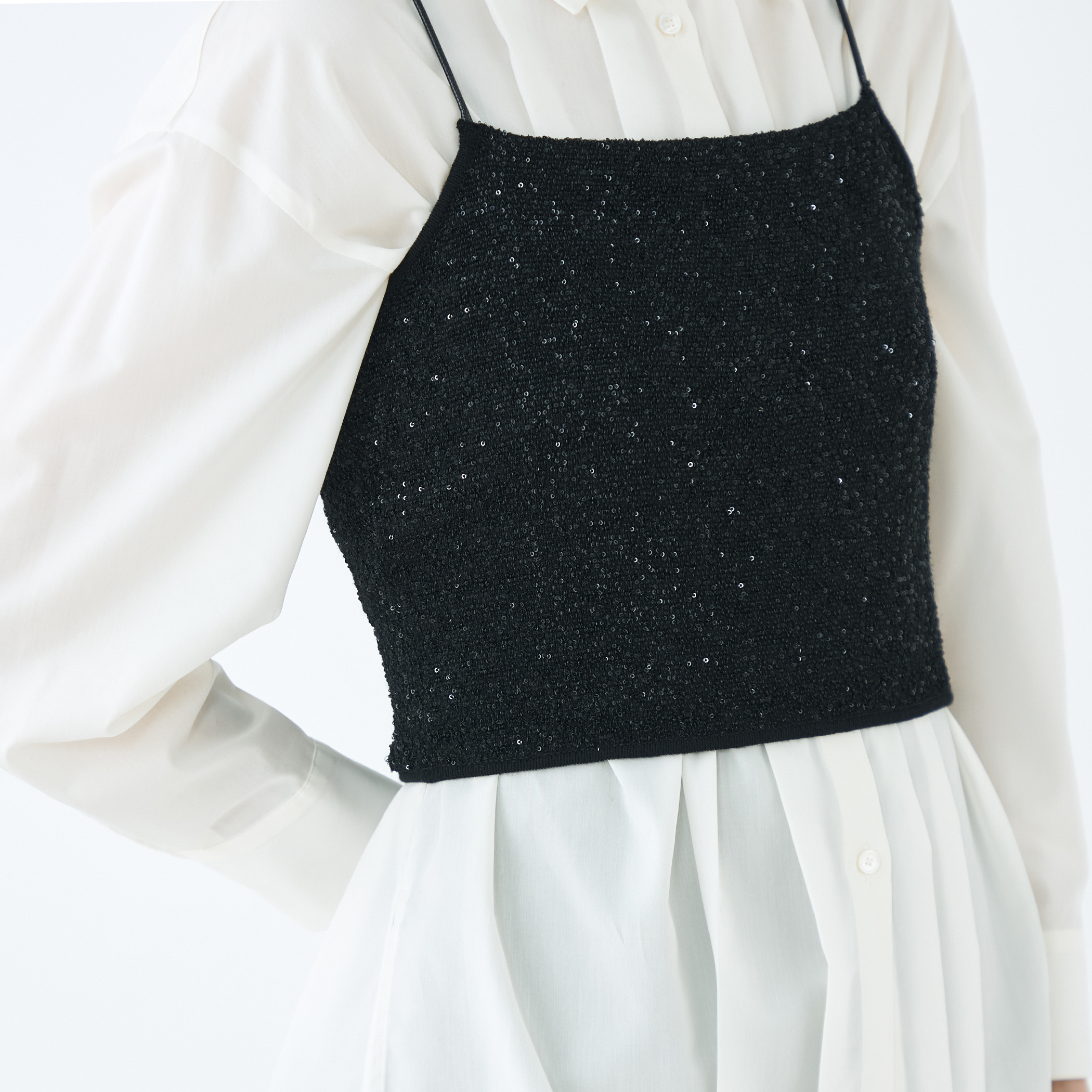 velvet インポート❤︎上質ドレスキャミソール❤︎US製❤︎スパンコール❤︎黒 LaLaTulle USA/インポート】オープンバスト キャミソール