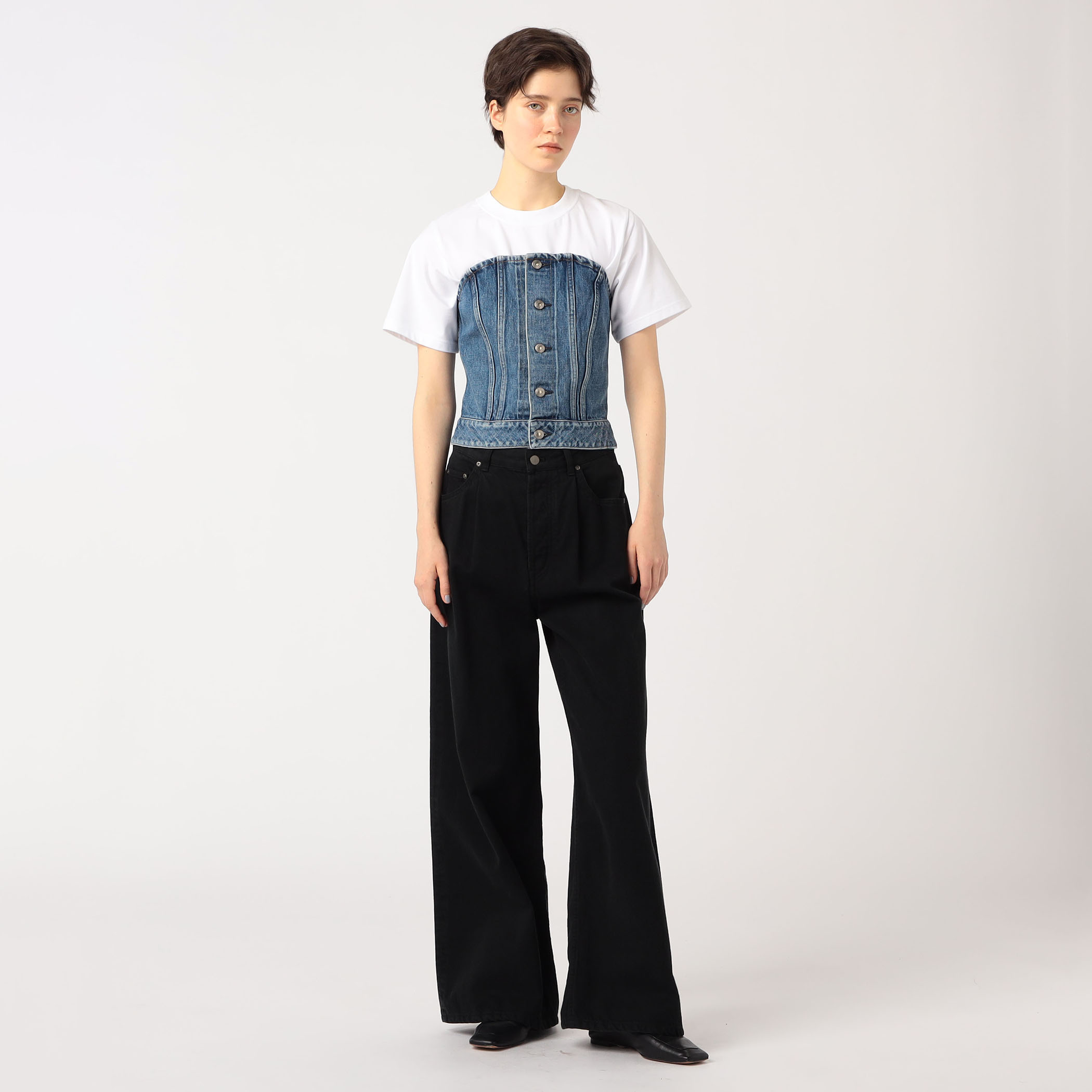 【HYKE(ハイク)】 DENIM STRAPLESS TOP サイズ01 DENIM STRAPLESS TOP-デニムストラップレストップ-HYKE（ハイク