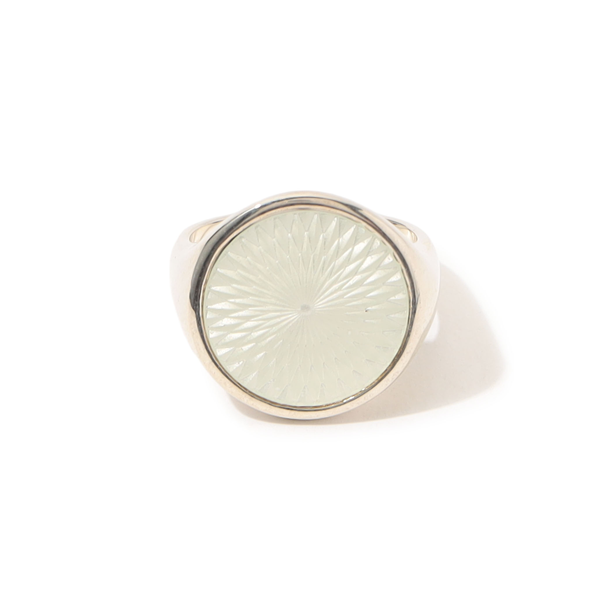 FERIAN Enamel Signet Ring white Glass