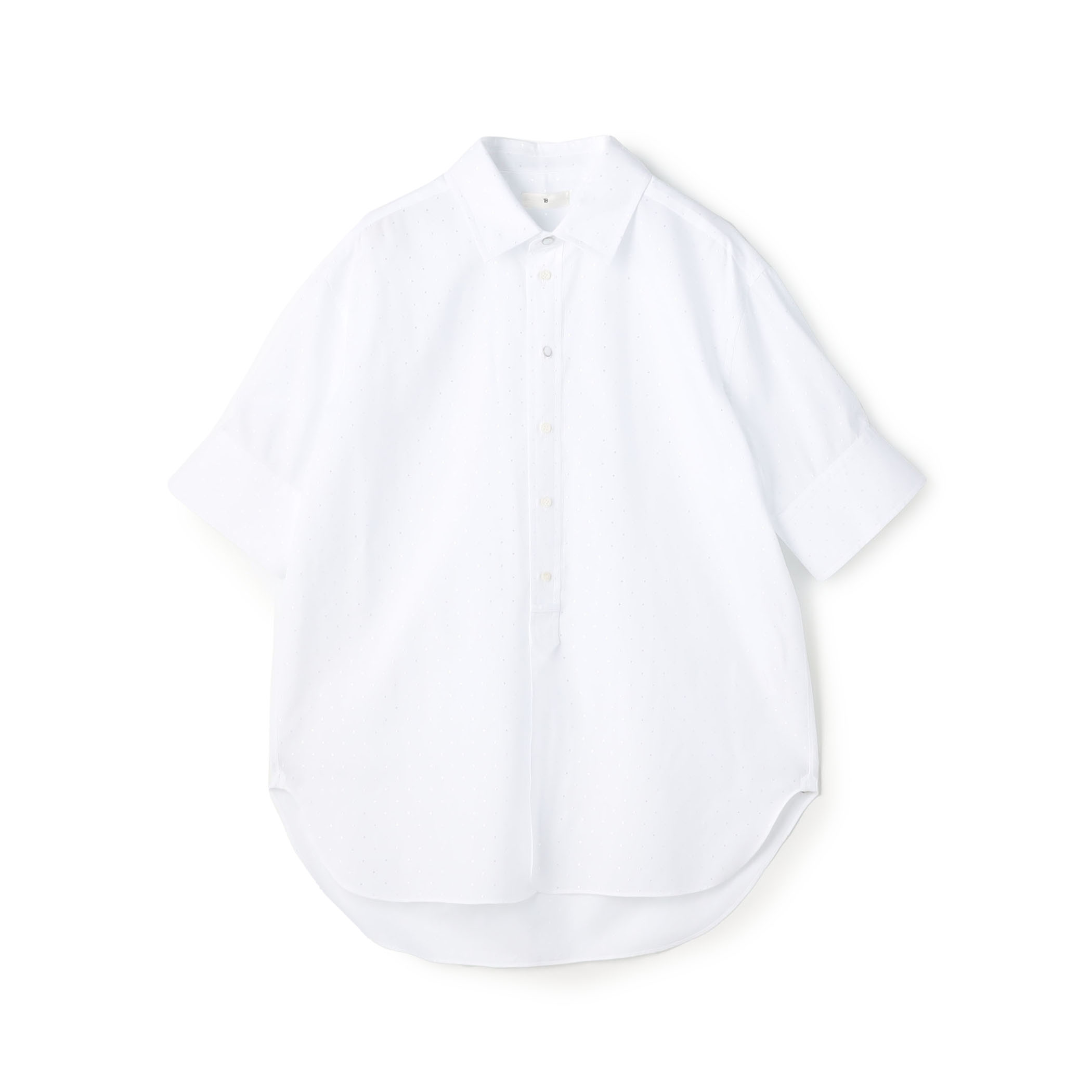 コットンレーヨン ホワイトドットハーフスリーブシャツ