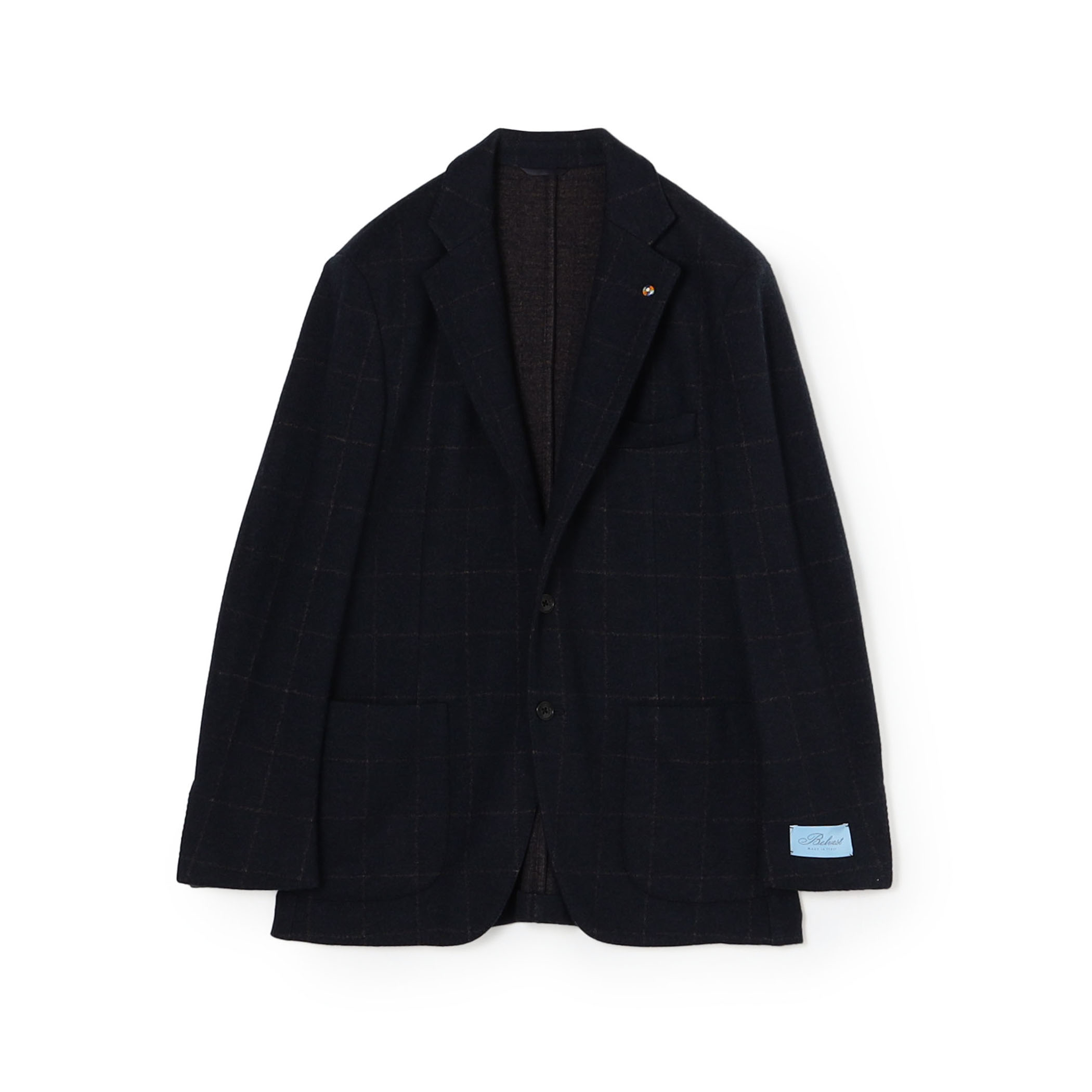 Belvest ウール ウィンドウペーン シングルブレステッド2Bジャケット