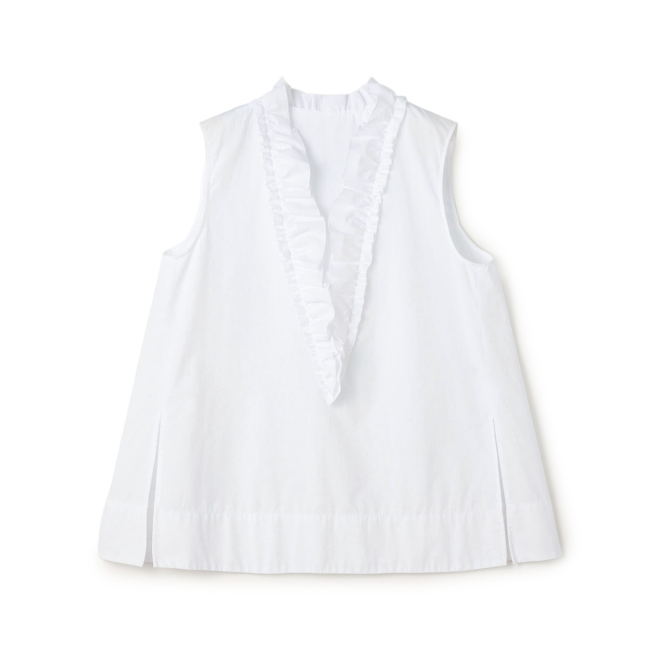 【WEB先行予約】コットンタイプライター フリルノースリーブブラウス