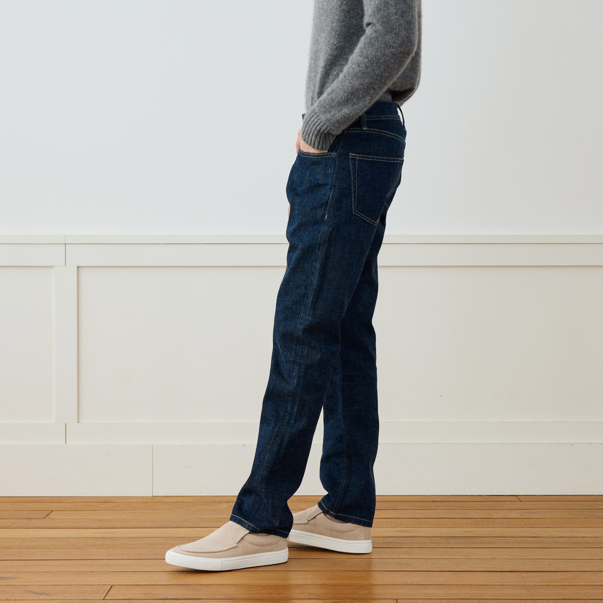 美品 JAMES PERSE ライトウェイトデニム コントラストパンツ きなり コットンデニム ストレートパンツ MRSD1233｜トゥモローランド