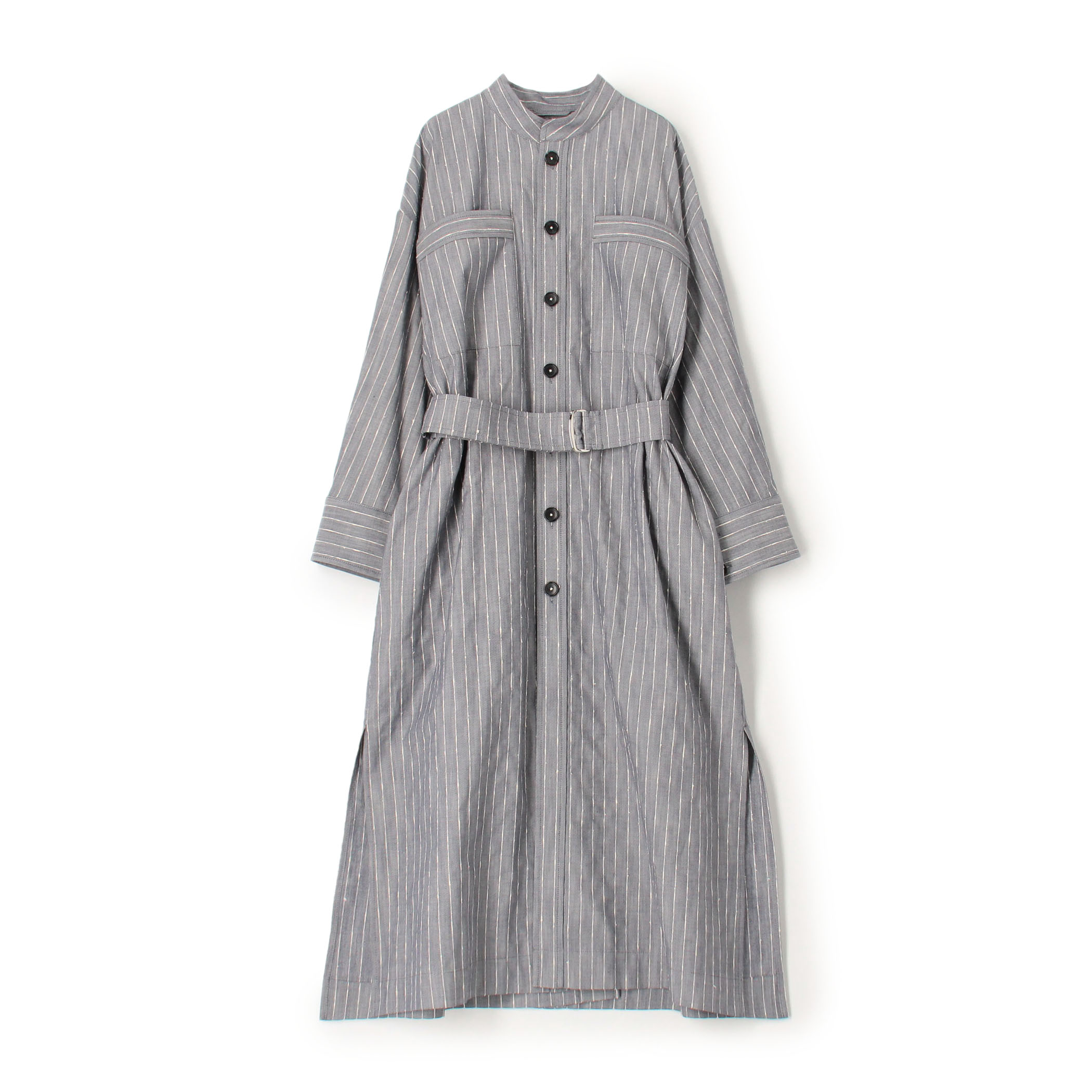 コットンストライプ スタンドドレスコート