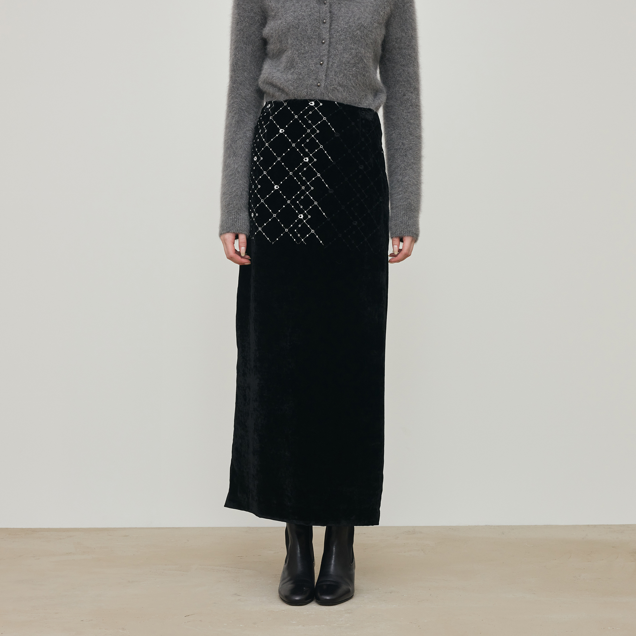 ダイアモンドゲージエンブロイダリー マキシスカート