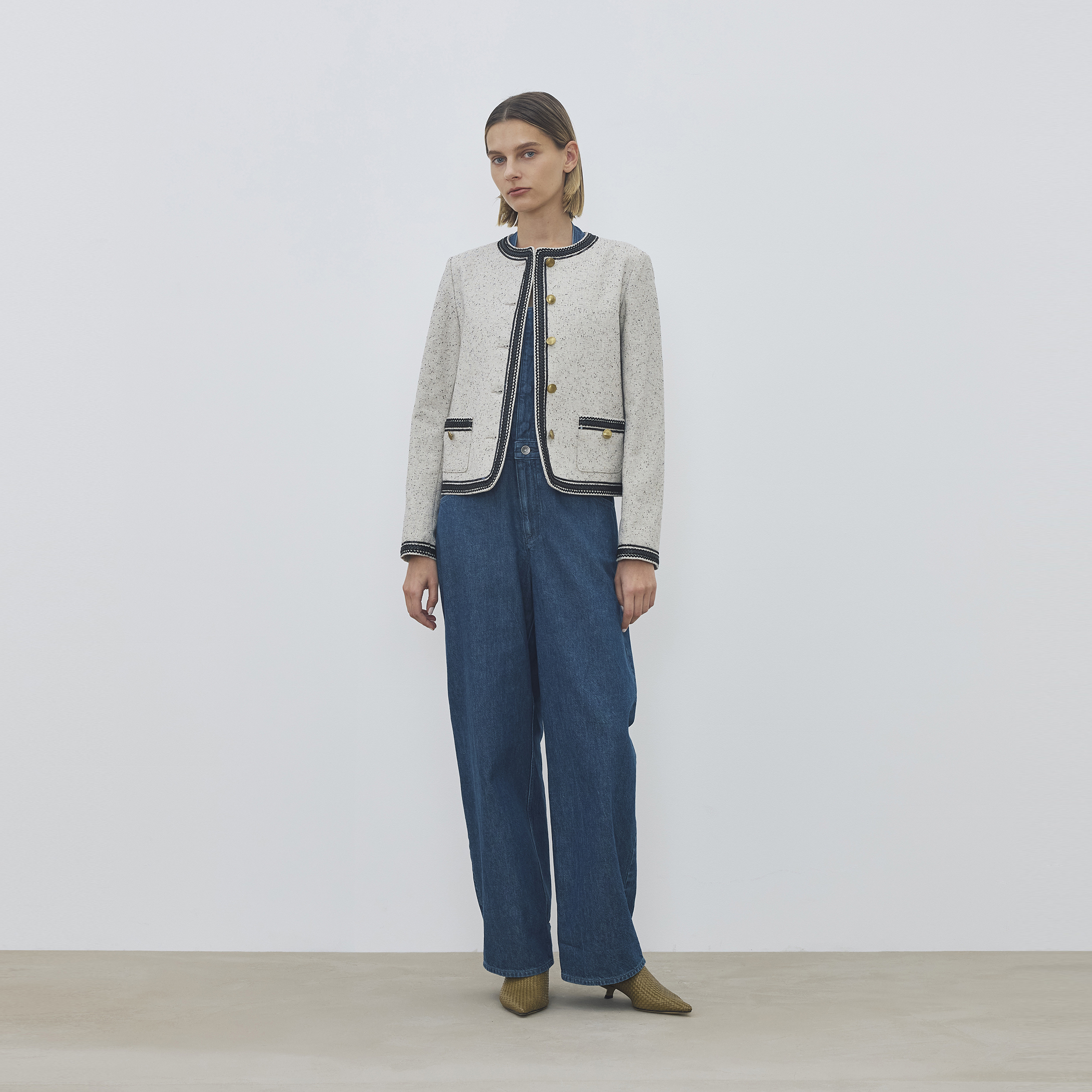 WEB先行予約】メランジツイル クルーネックコンパクトジャケット