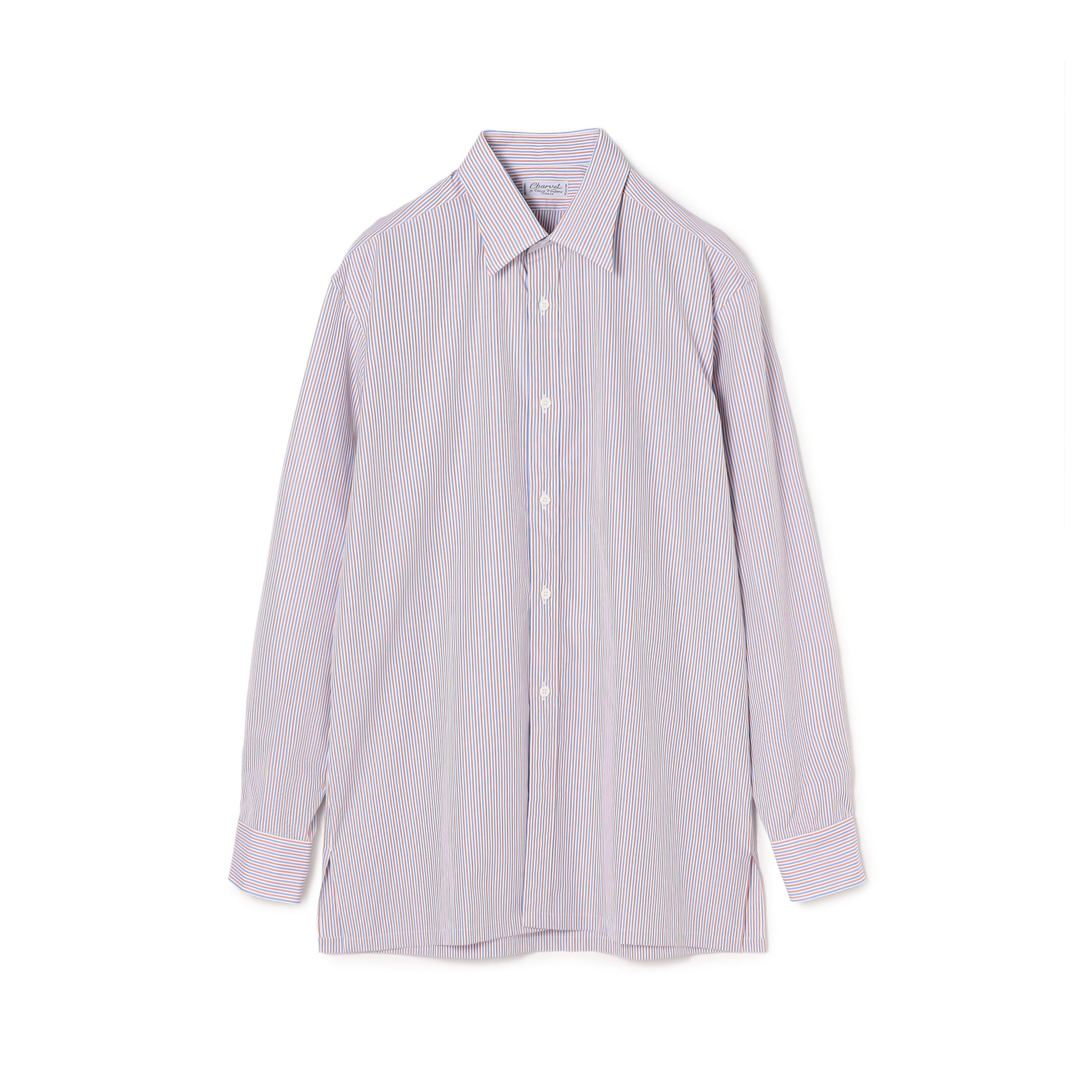 Charvet コットン オルタネイトストライプ セミワイドカラーシャツ