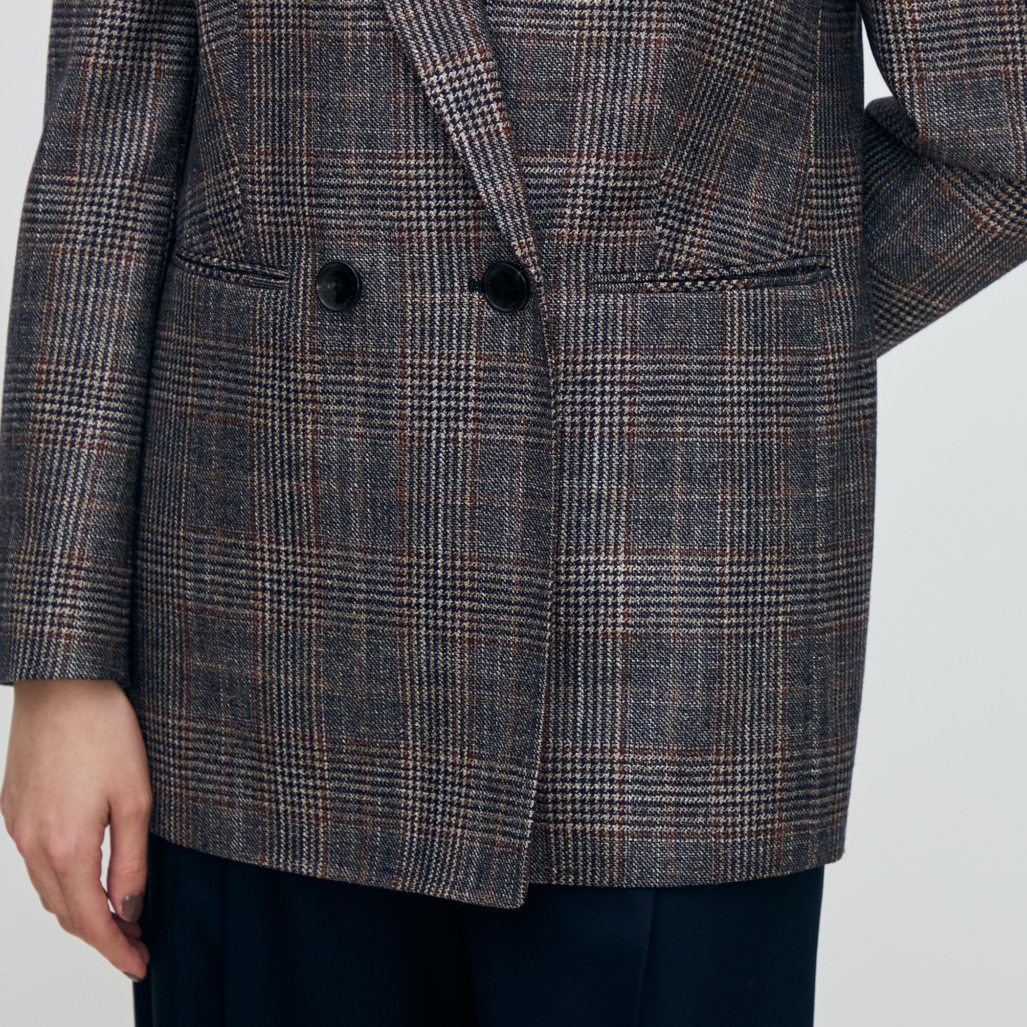 SILK AIR GLEN CHECK ダブルブレストジャケット