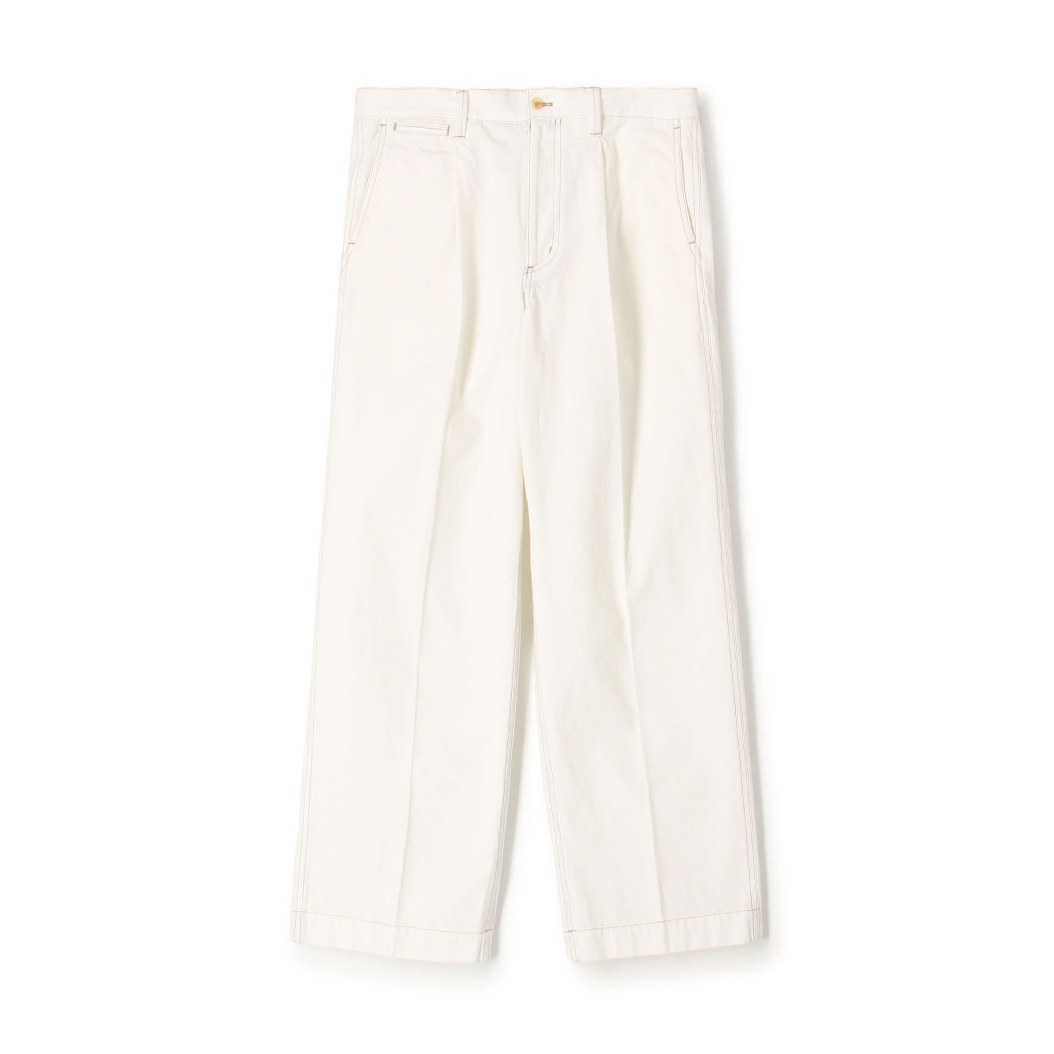 9.5OZコットンデニム 1プリーツバレルパンツ