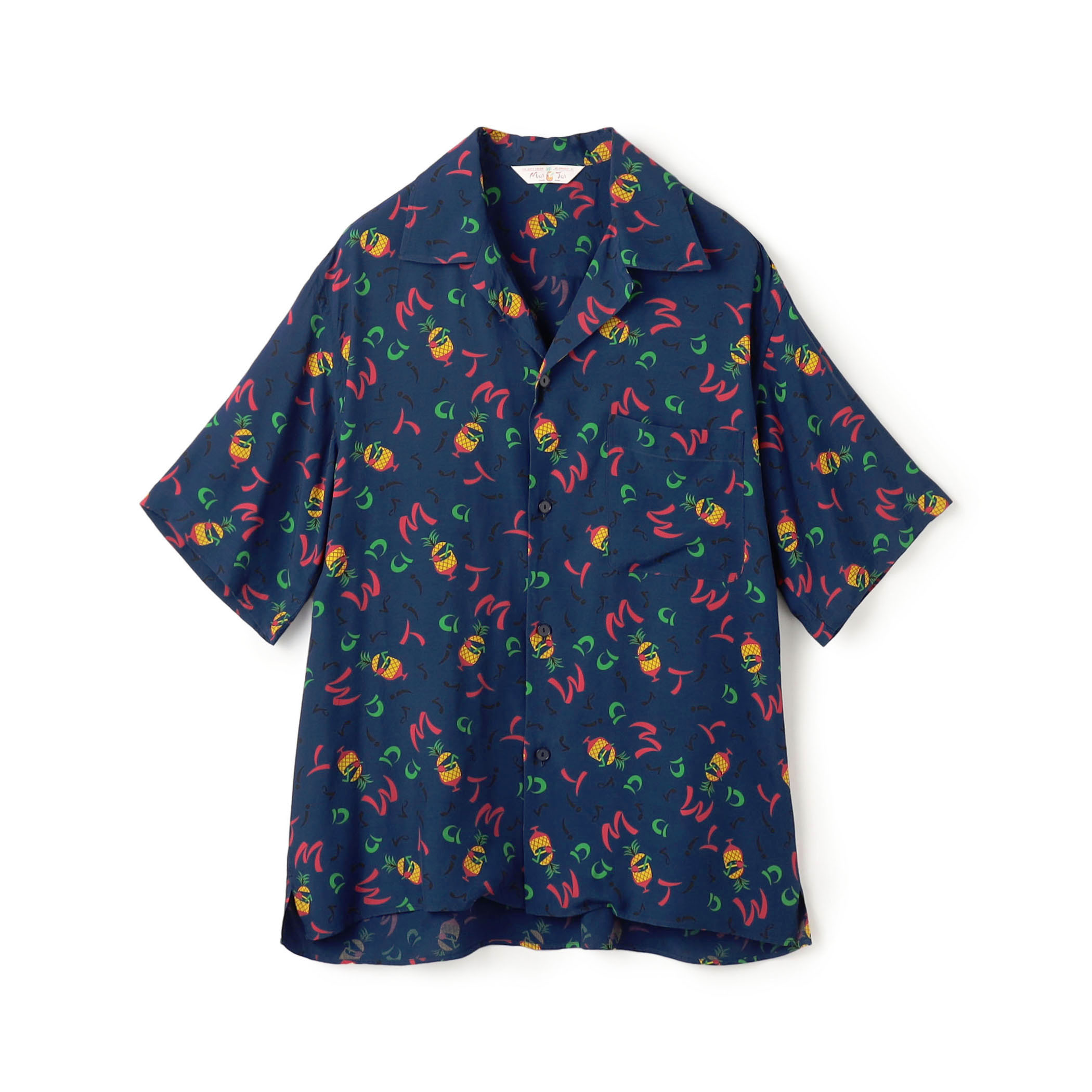 Mai Tai レーヨン オープンカラープリントシャツ