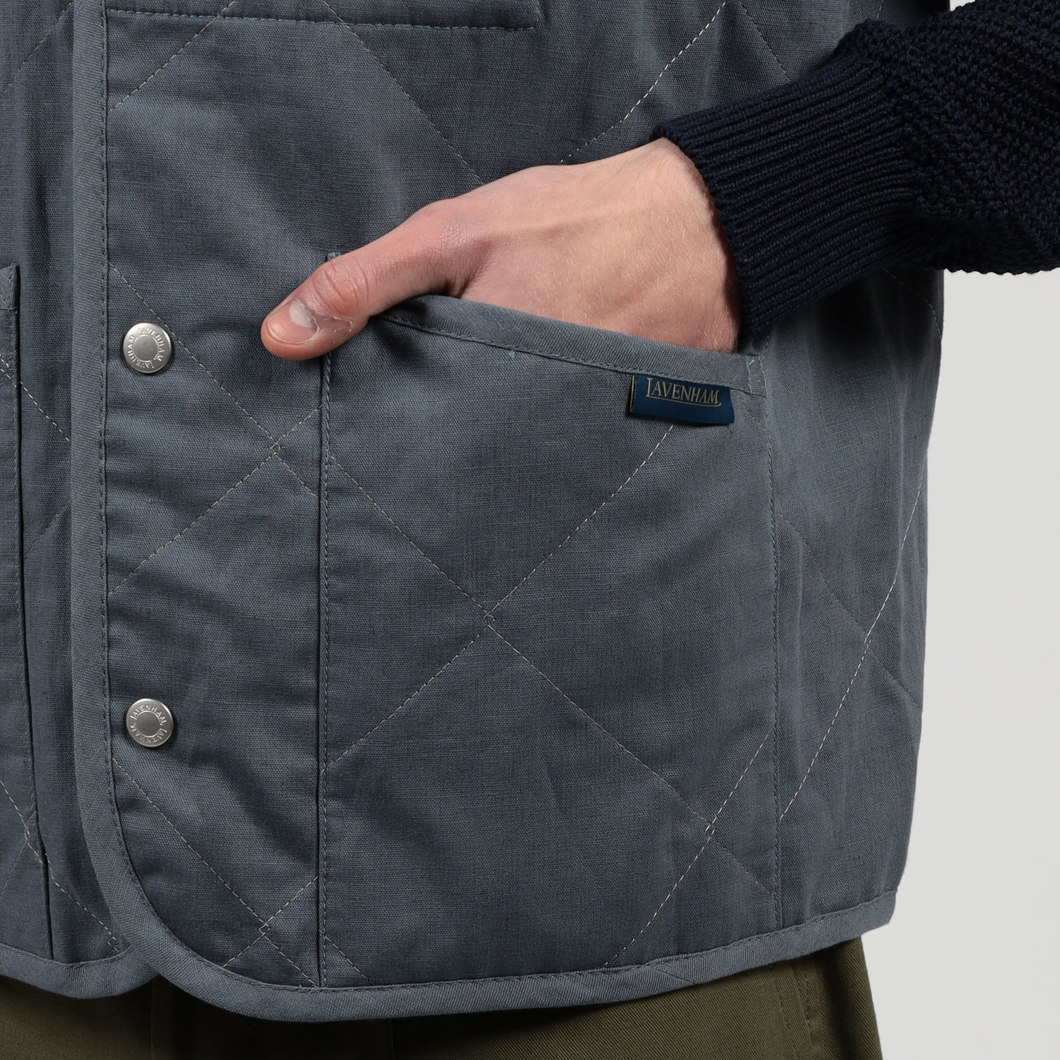 別注】LAVENHAM UNWADDED THORNHAM リネンコットン キルティングベスト