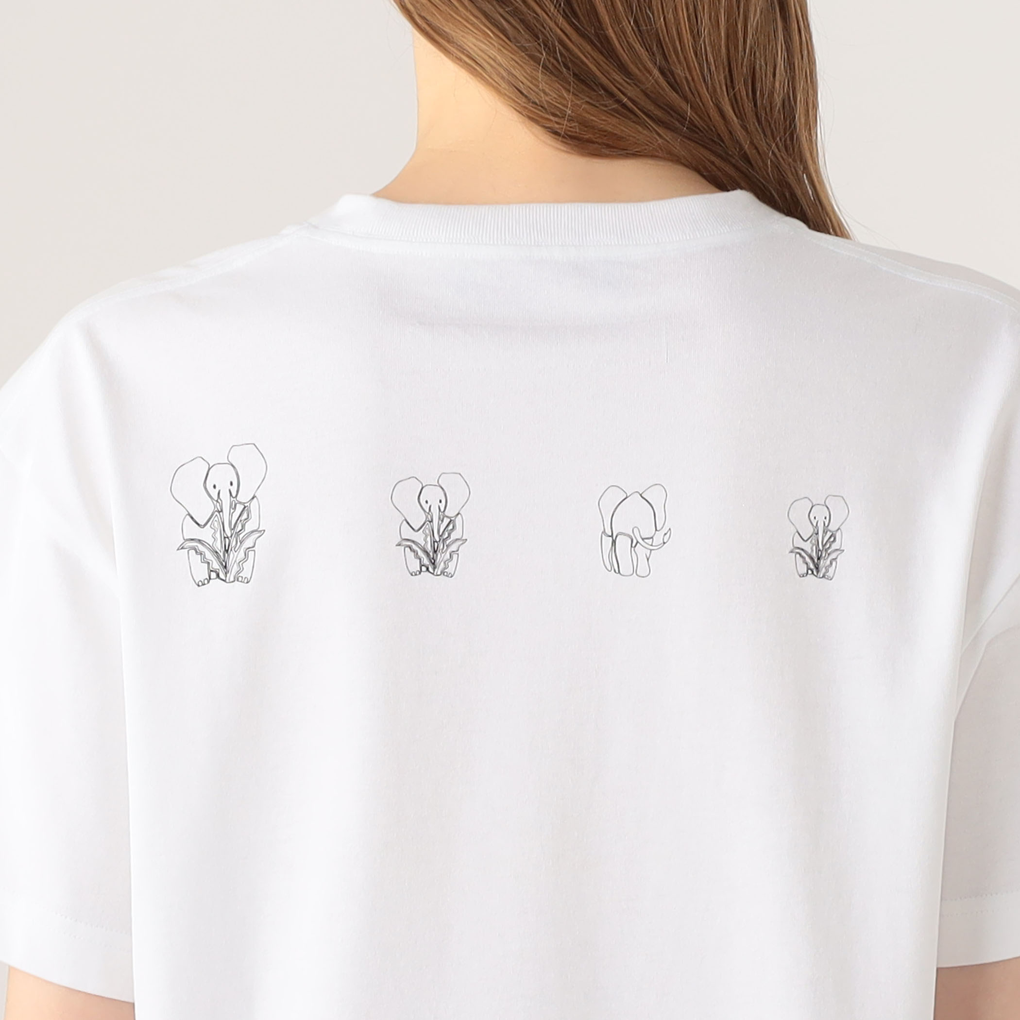ドライスビンコットン ELEPHANTマーチエンブロイダリーTシャツ