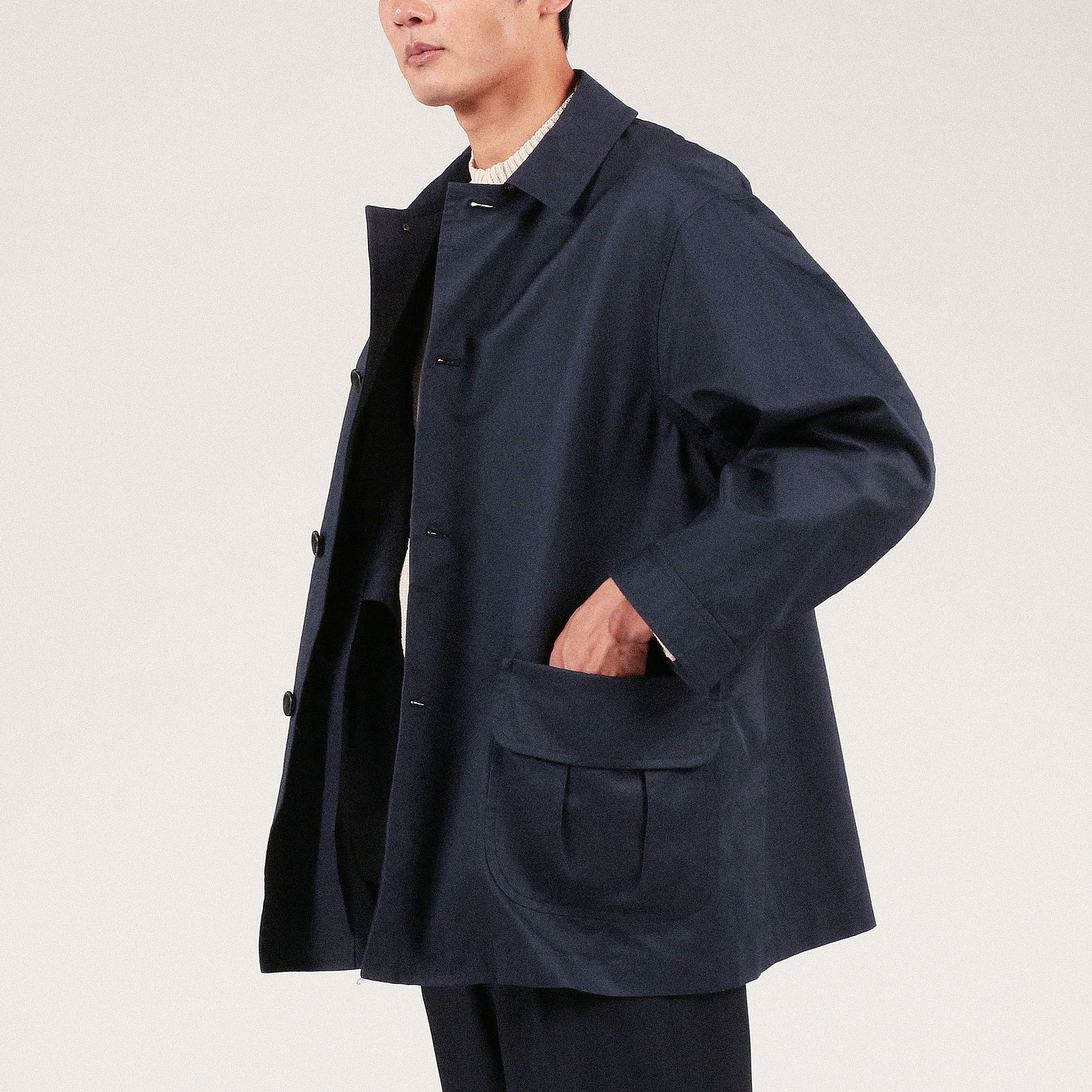 白 フリル付 VAN jacketハーフコート（コットン） | labiela.com