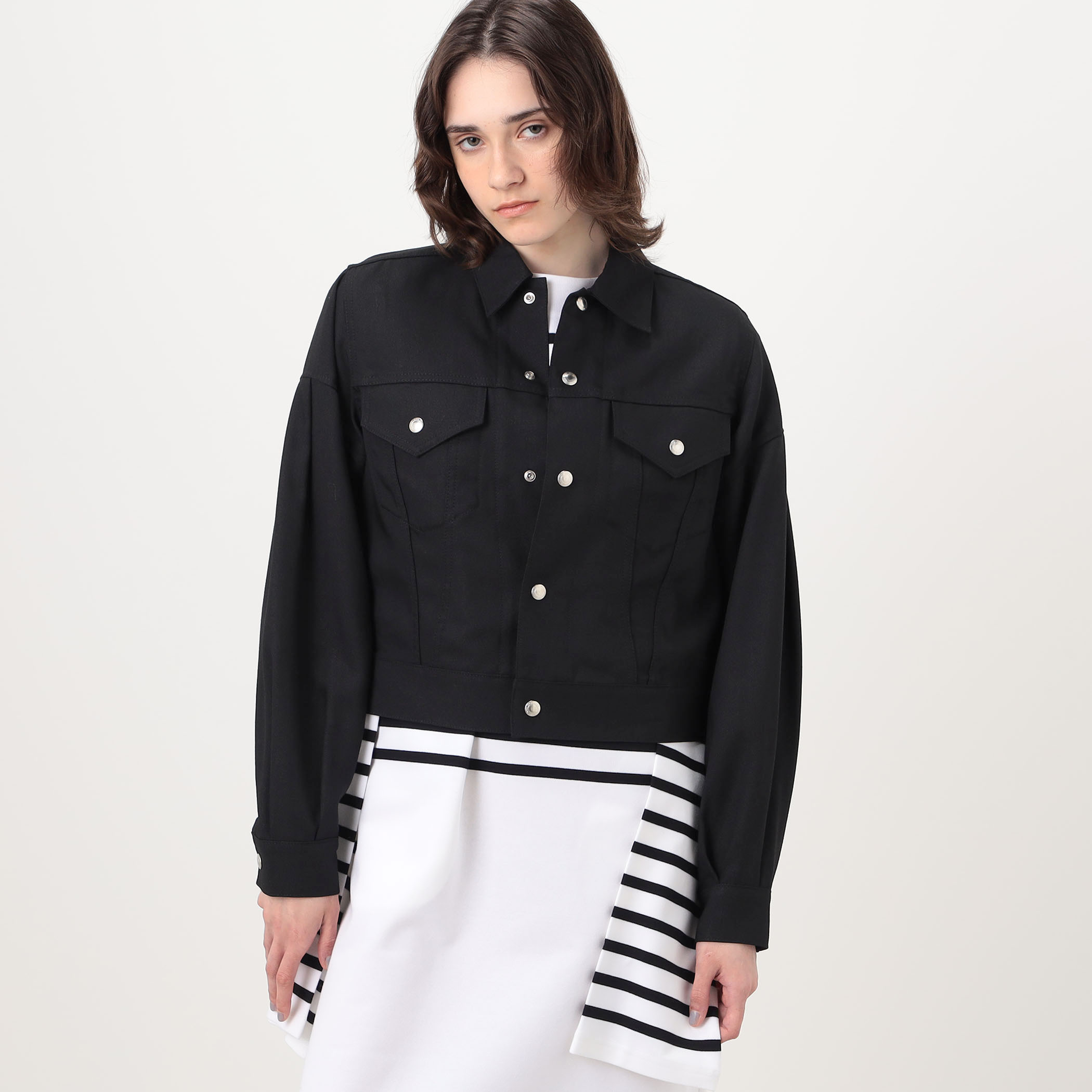 HYKE OXFORD BALLOON SLEEVE JACKET バルーンスリーブジャケット