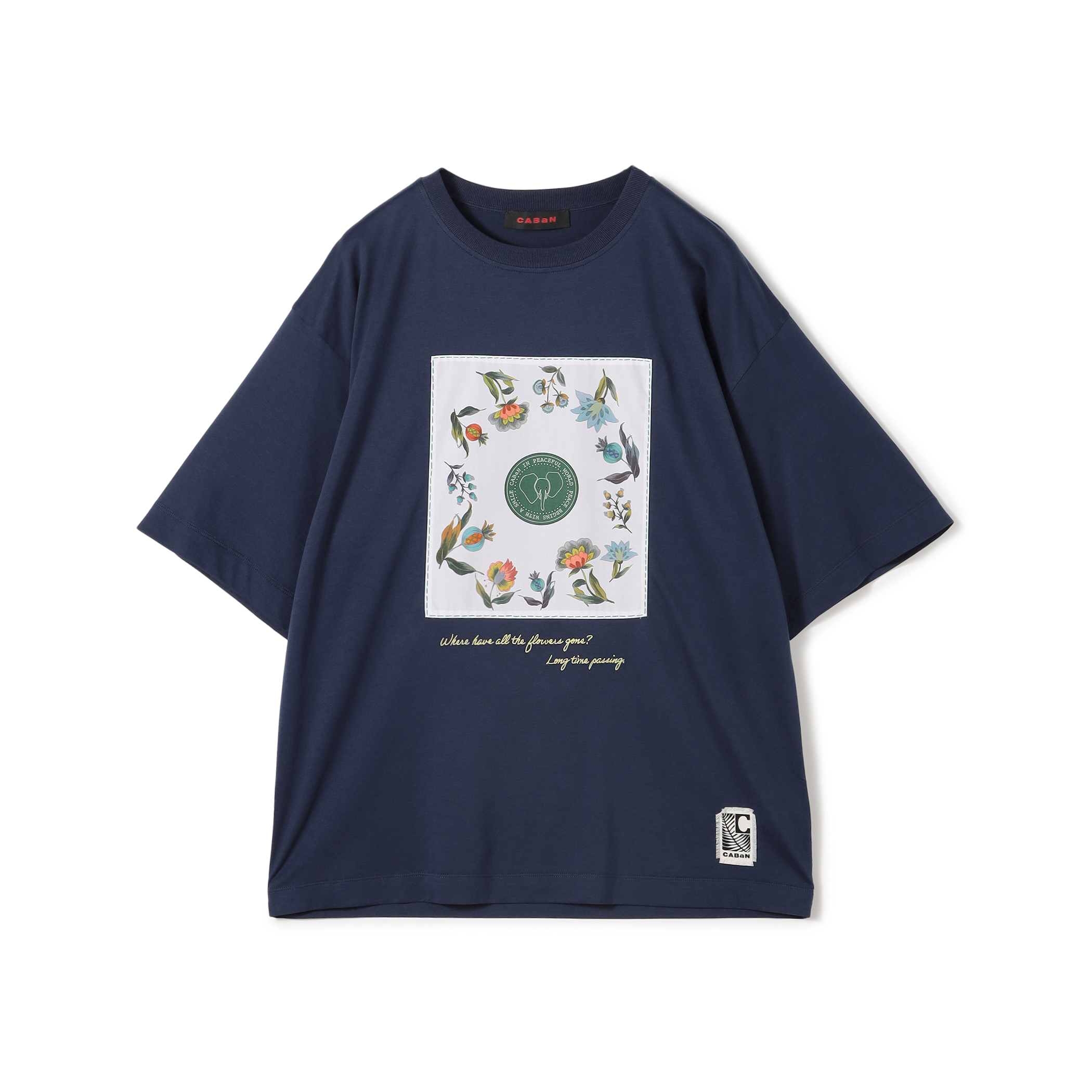 CABaN スビンコットン フラワーサークルプリントＴシャツ