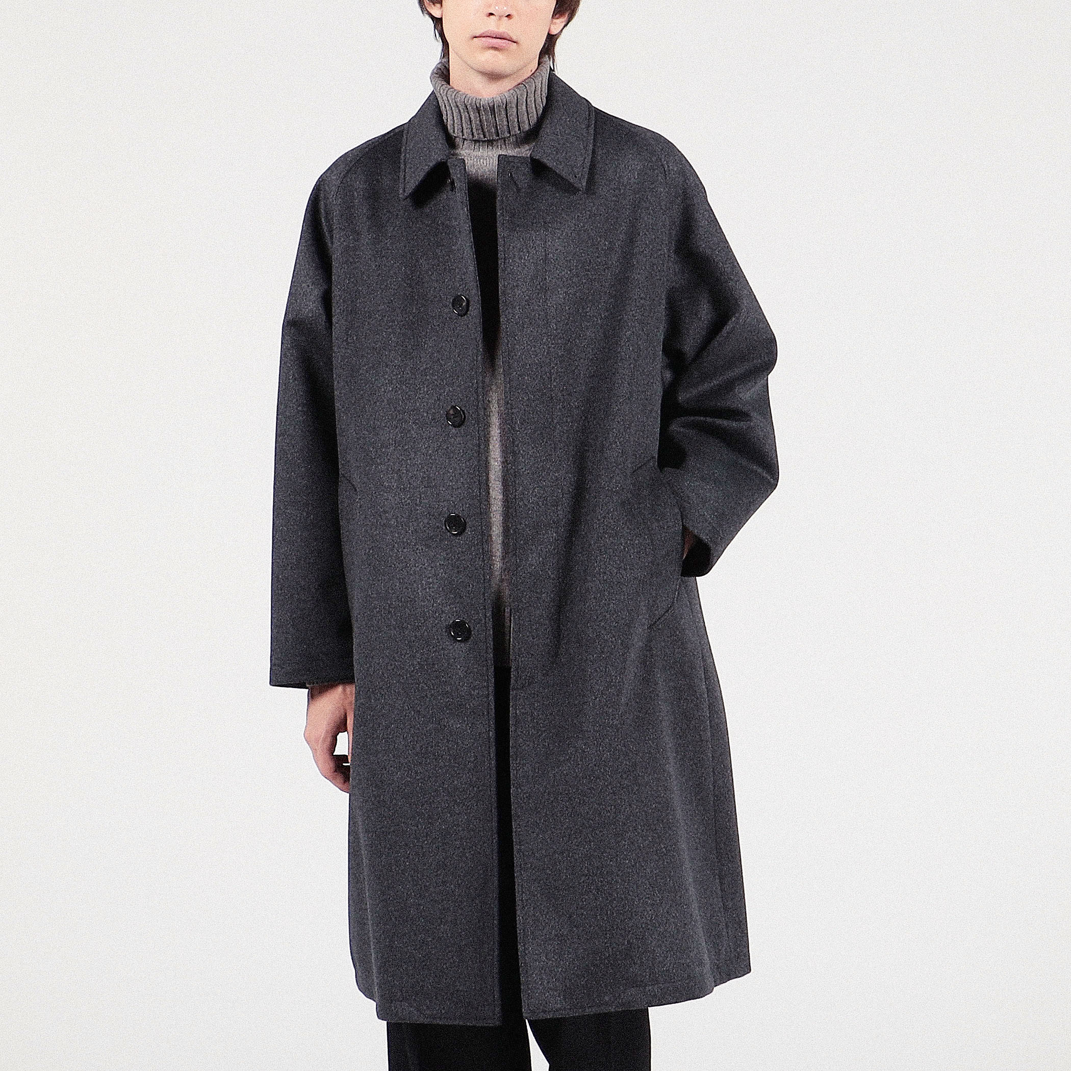【極美品】トゥモローランド ウール ステンカラー コート 52 LL 濃グレー
